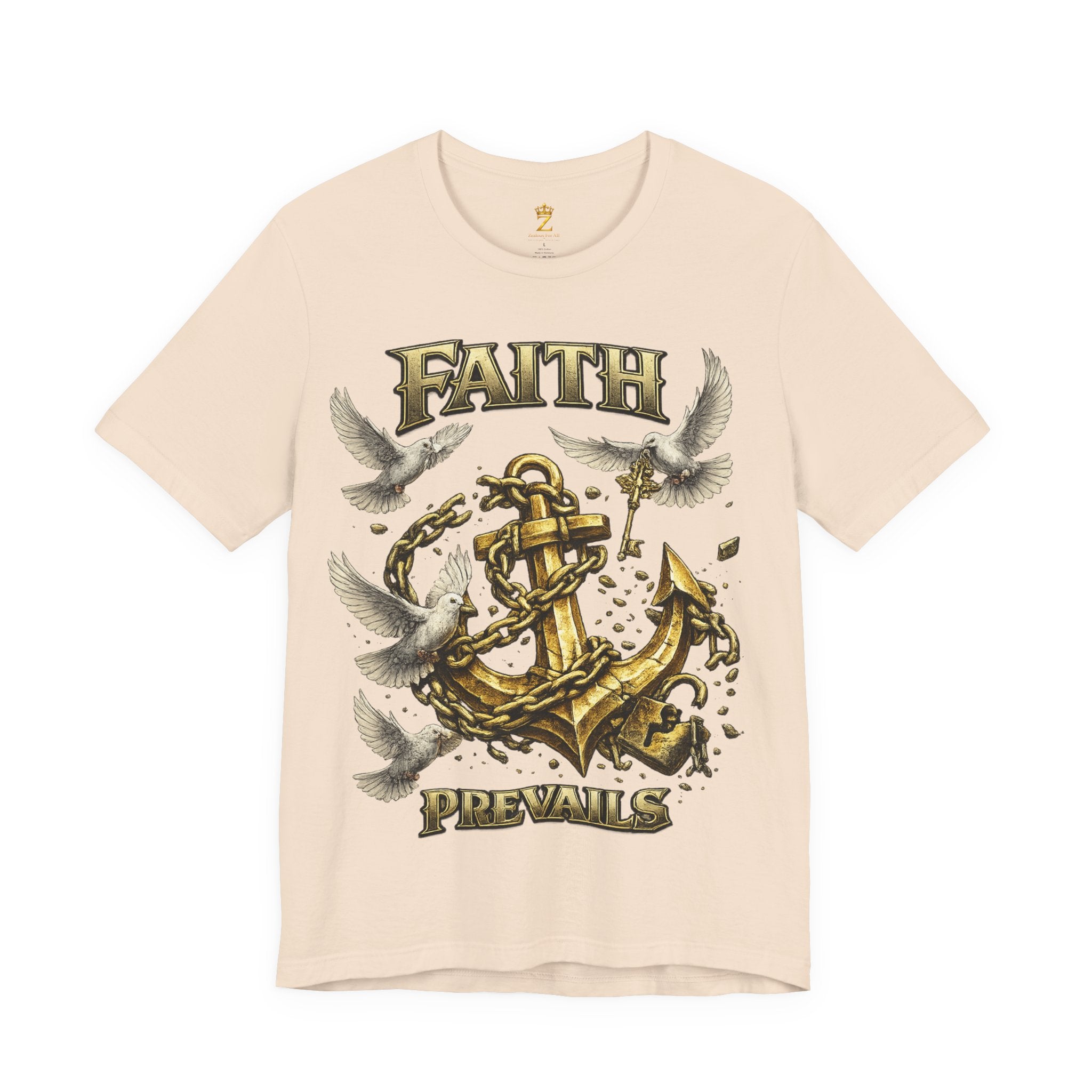 Faith Prevails T‑Shirt (Gold Anchor) Printify
