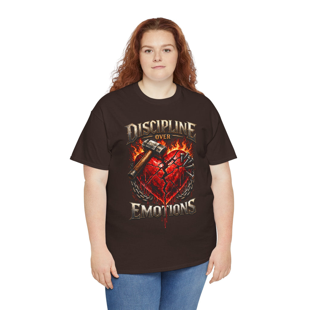 Discipline Over Emotions Graphic T-Shirt (Red Heart) Printify