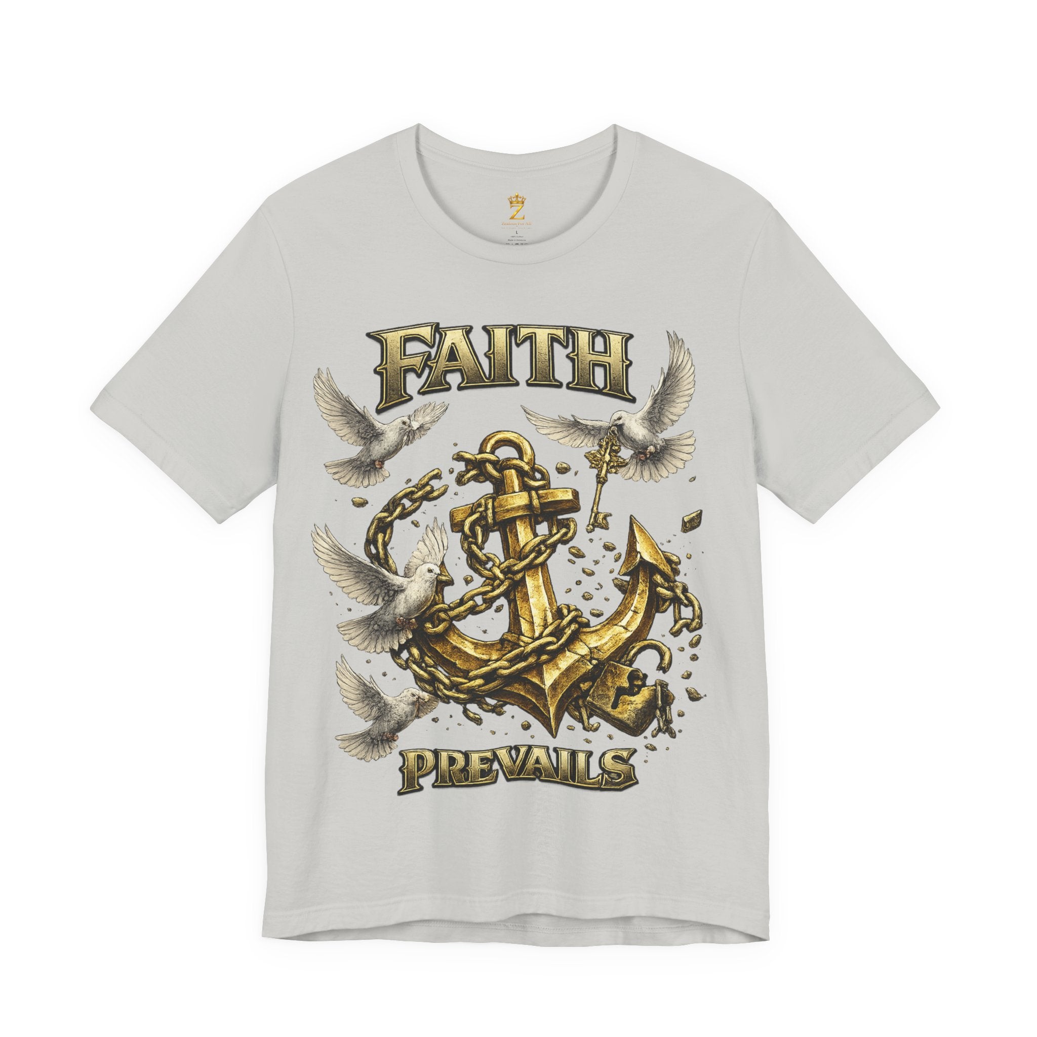 Faith Prevails T‑Shirt (Gold Anchor) Printify