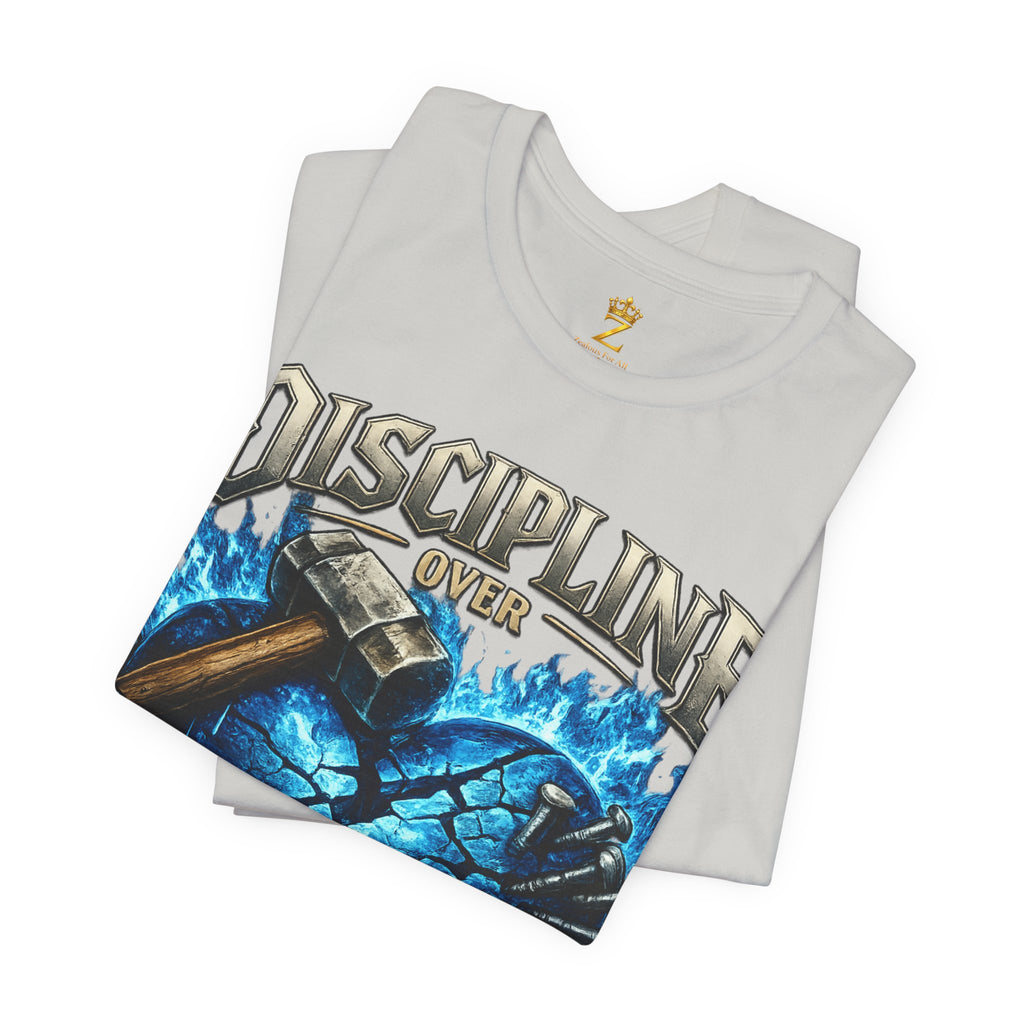 Discipline Over Emotions Premium Graphic T-Shirt (Blue Heart) Printify