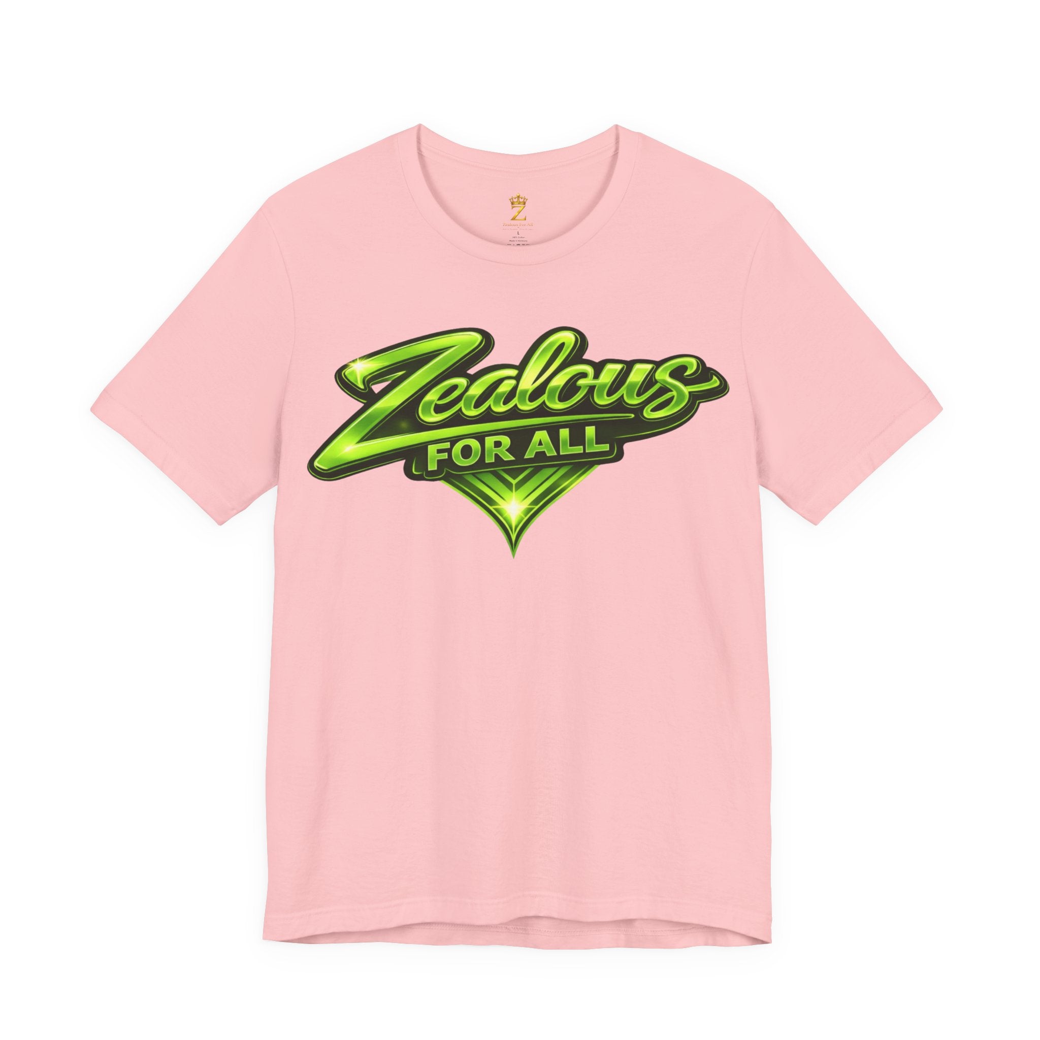 Zealous For All Graphic T-Shirt (Lime Green Logo) Printify