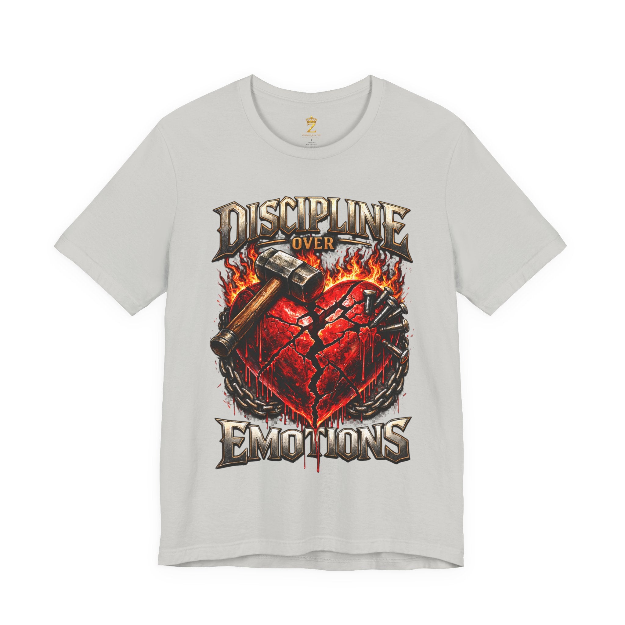 Discipline Over Emotions Premium Graphic T-Shirt (Red Heart) Printify