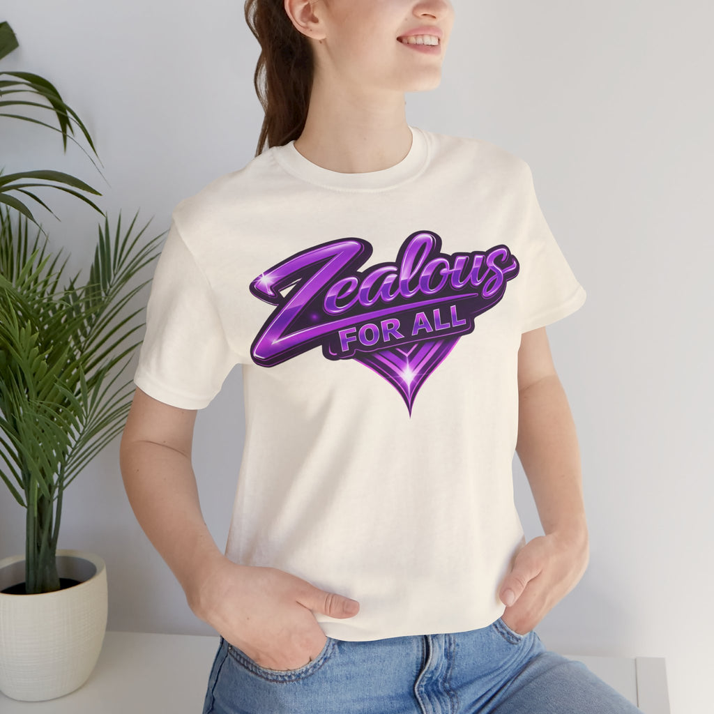Zealous For All Graphic T-Shirt (Purple Logo) Printify