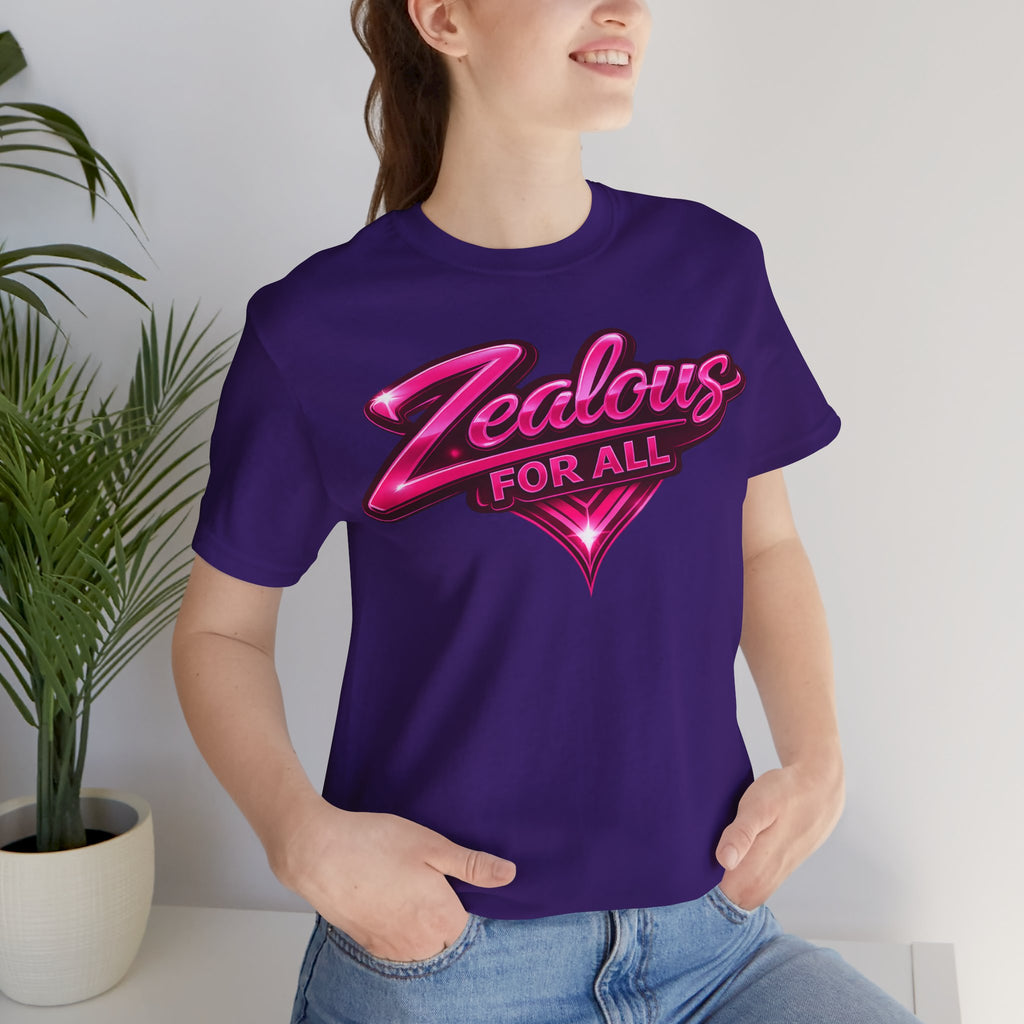 Zealous For All Graphic T-Shirt (Hot Pink Logo) Printify