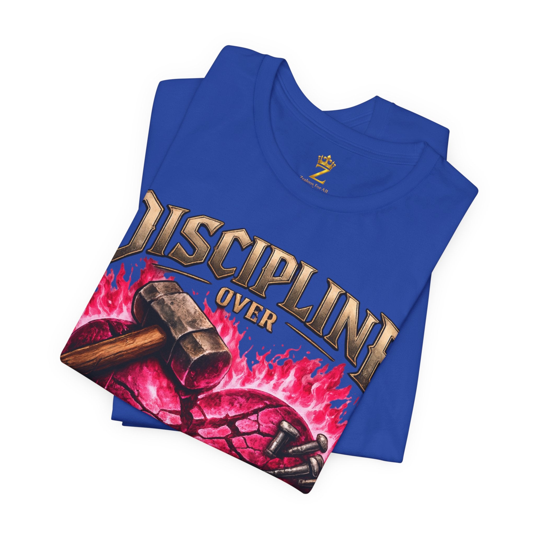 Discipline Over Emotions Premium Graphic T-Shirt (Hot Pink Heart) Printify