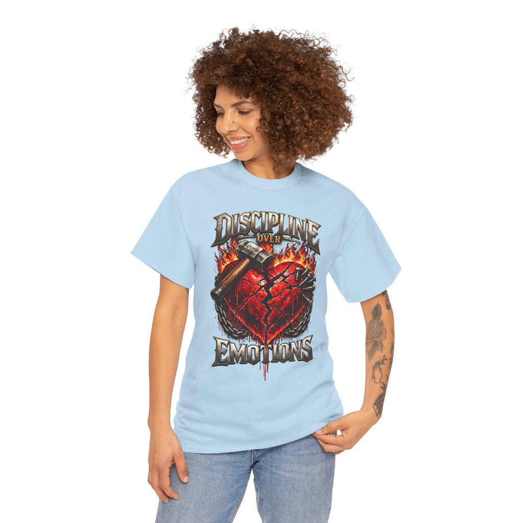 Discipline Over Emotions Graphic T-Shirt (Red Heart) Printify
