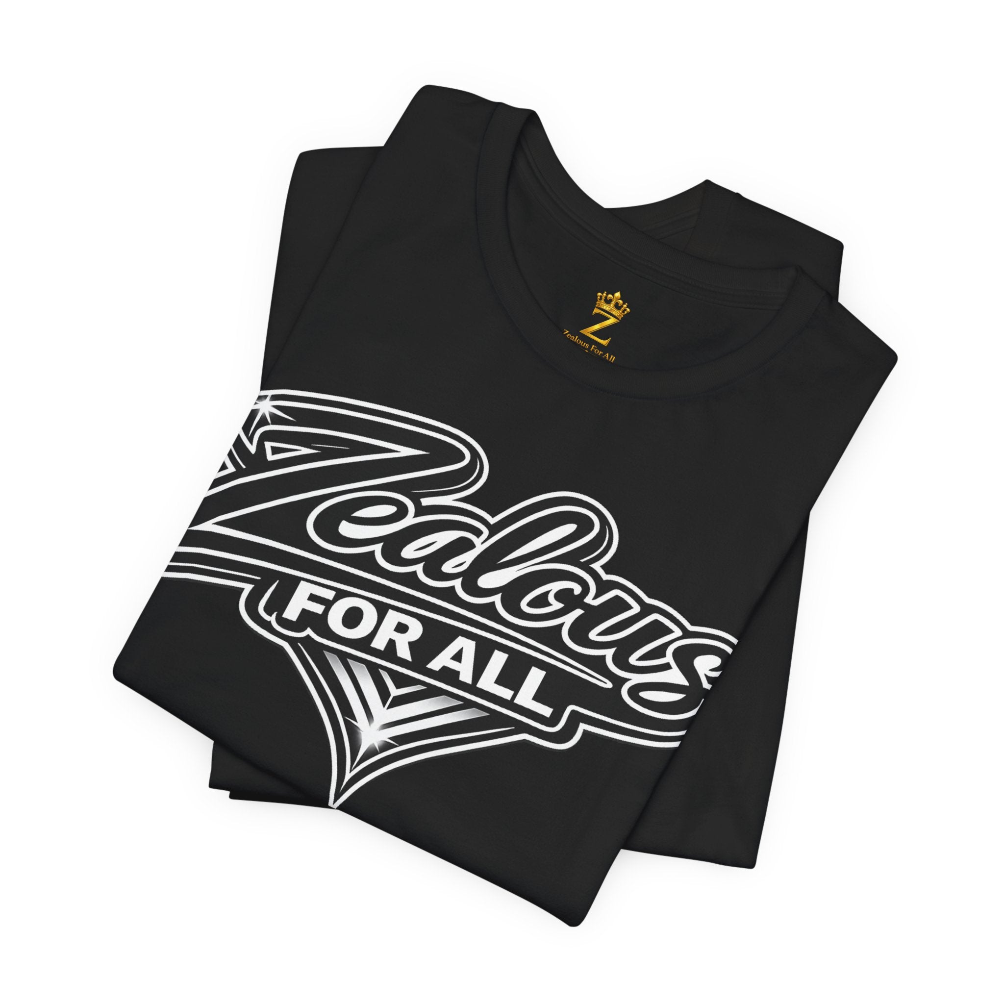 Zealous For All Graphic T-Shirt (Black Logo) Printify