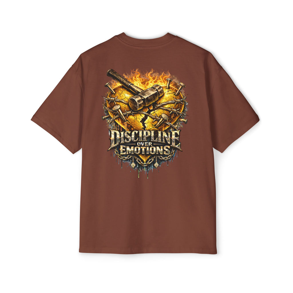Oversized Discipline Over Emotions (Back) Graphic Tee (Gold Heart) Printify