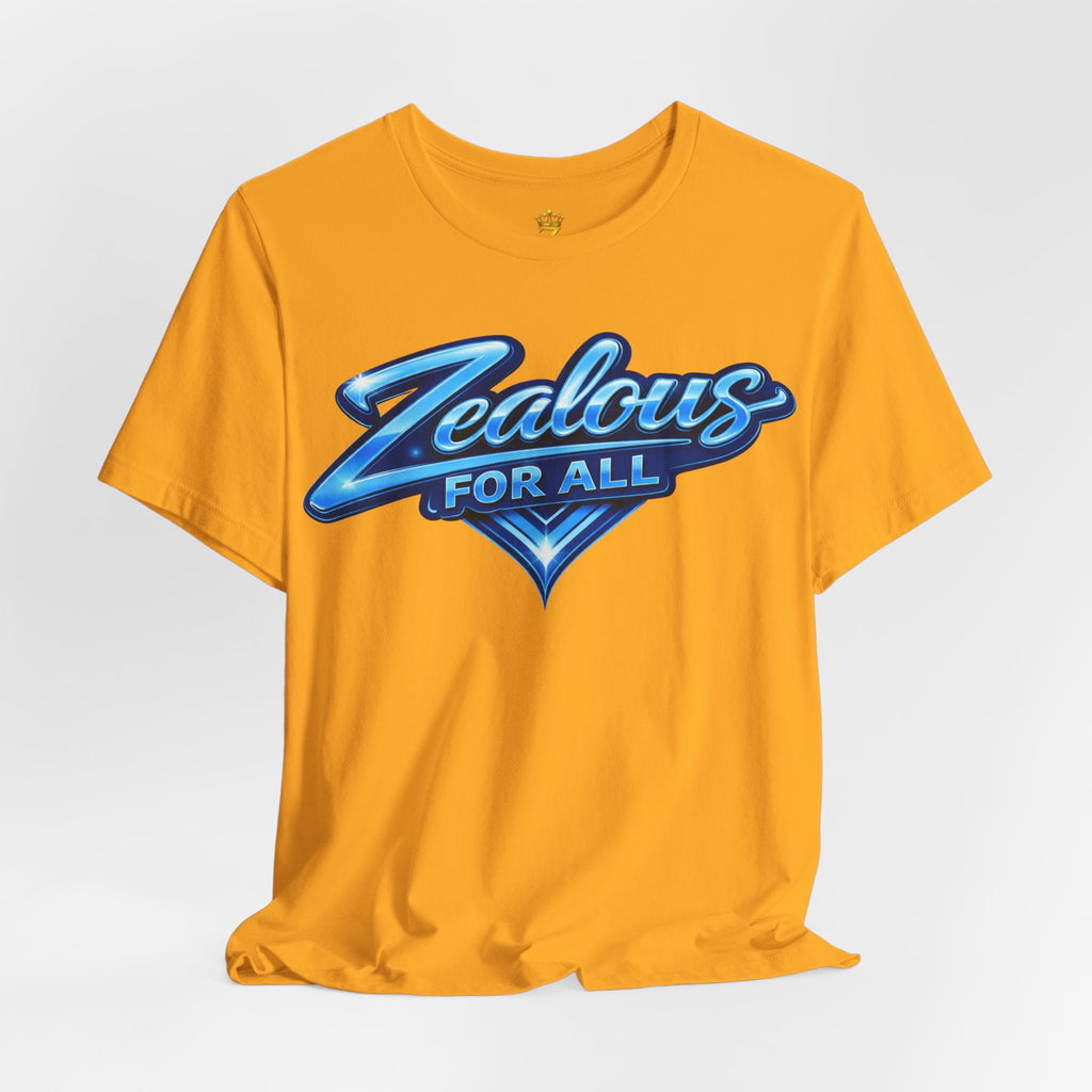 Zealous For All Graphic T-Shirt (Blue Logo) Printify