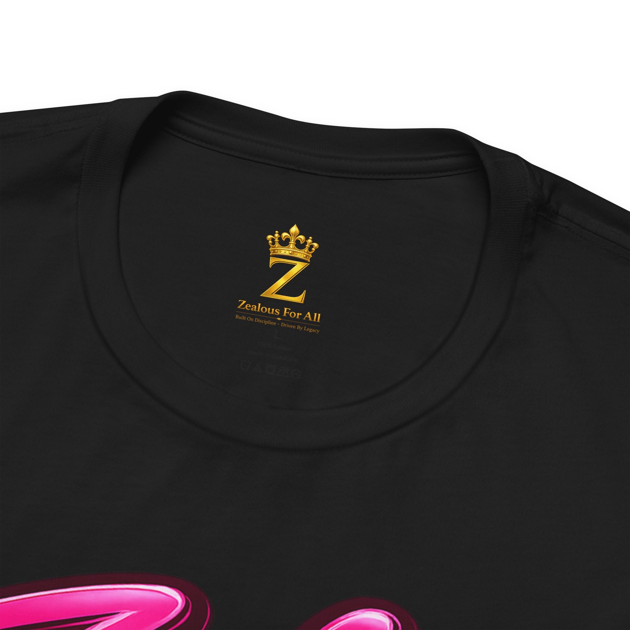 Zealous For All Graphic T-Shirt (Hot Pink Logo) Printify