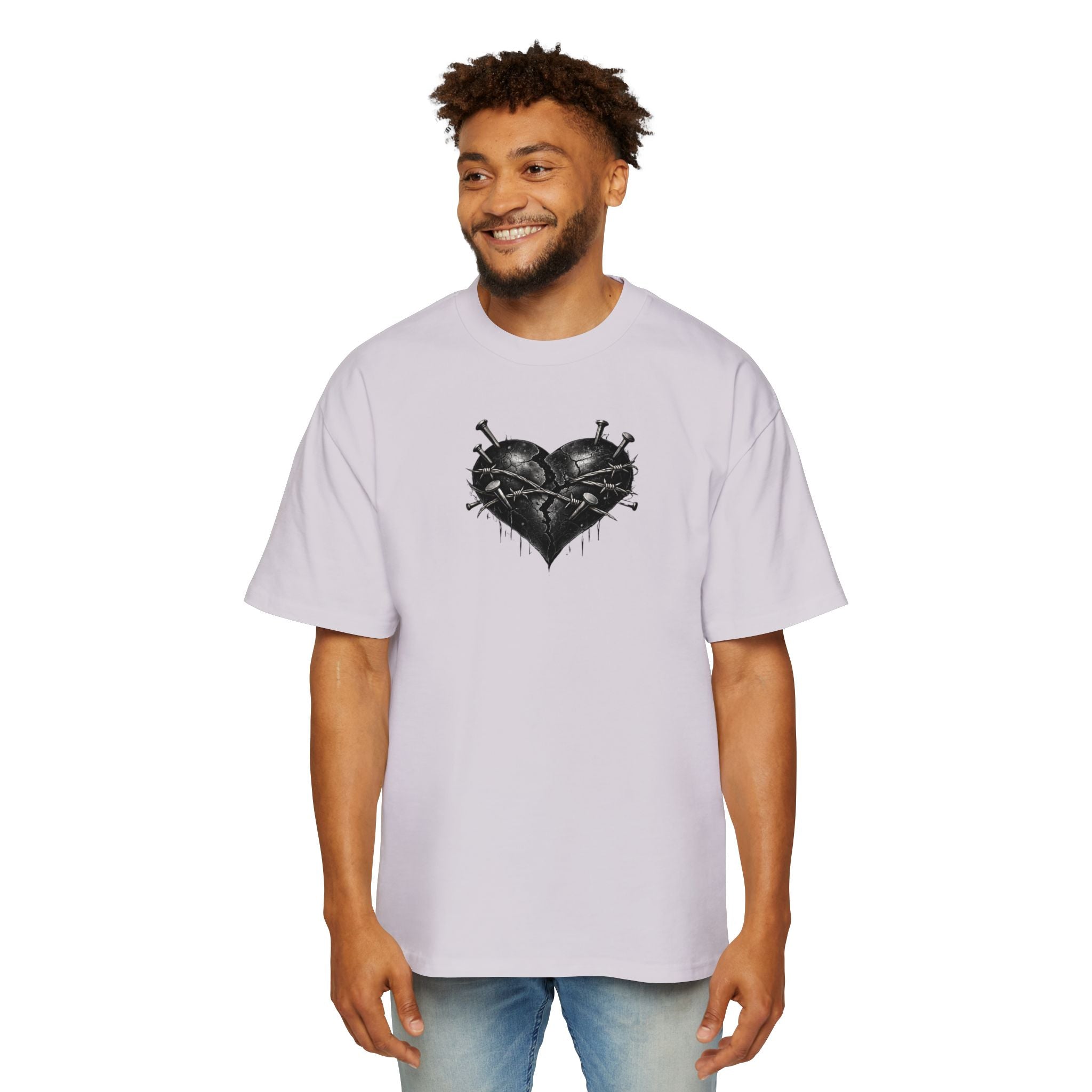 Oversized Discipline Over Emotions (Back) Graphic Tee (Black Heart) Printify
