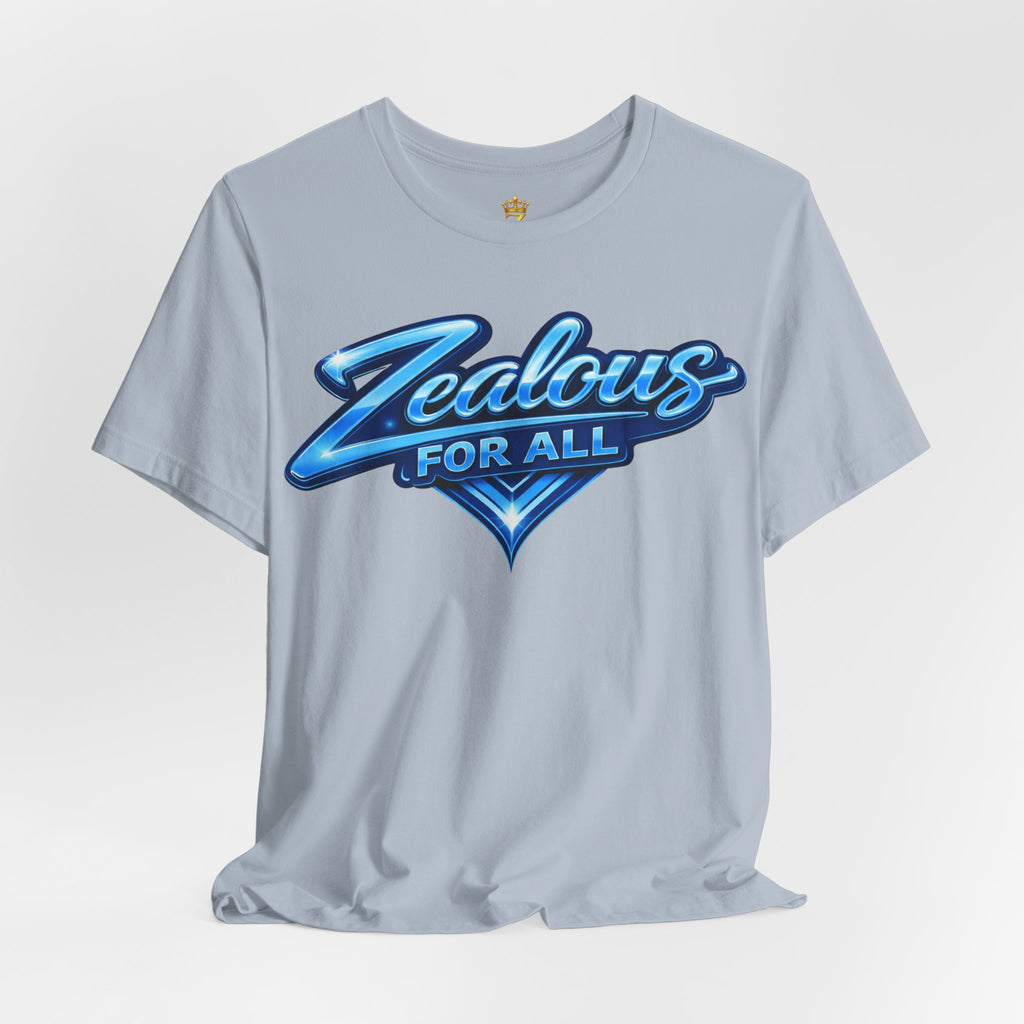 Zealous For All Graphic T-Shirt (Blue Logo) Printify
