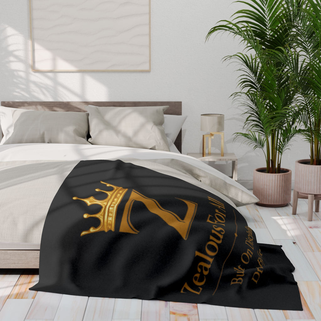 First Zealous For All Gold Crown Throw Drop 01 — Black Arctic Fleece Blanket Printify