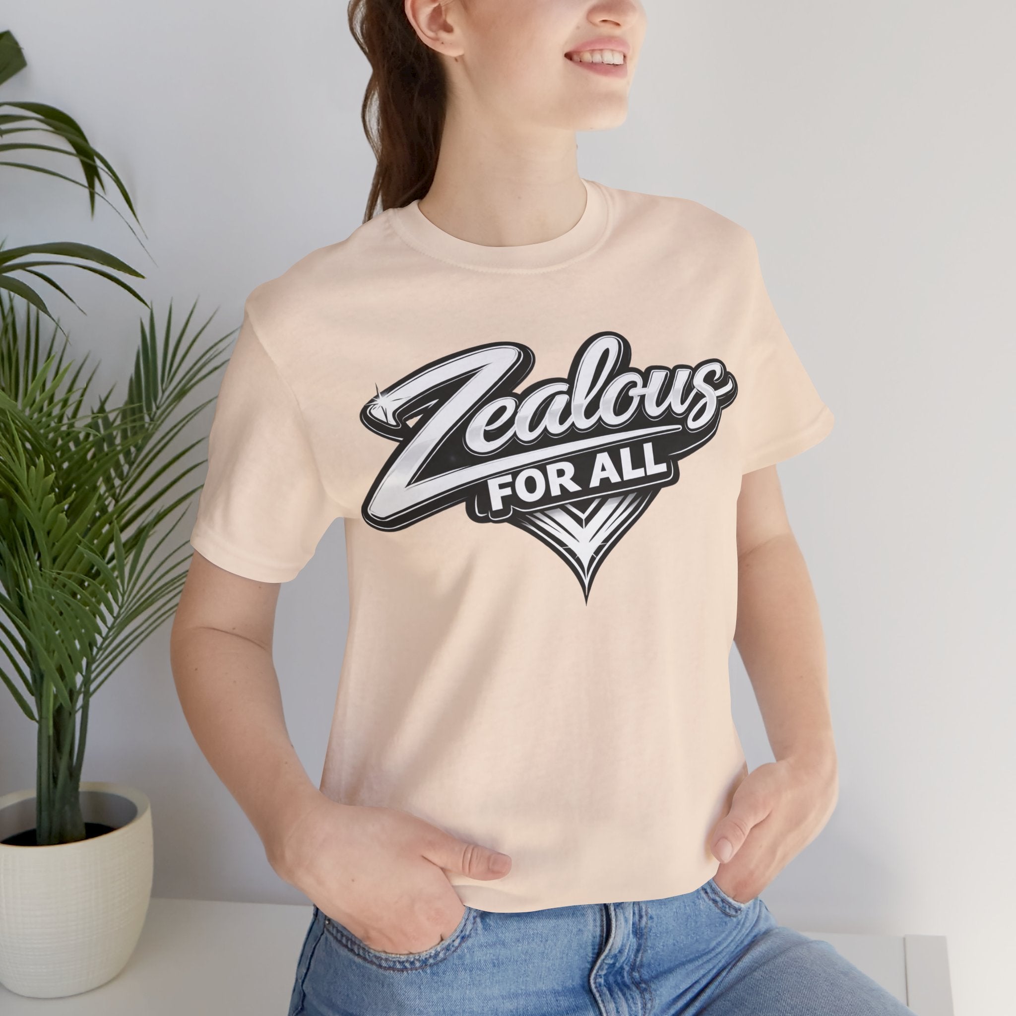 Zealous For All Graphic T-Shirt (White Logo) Printify