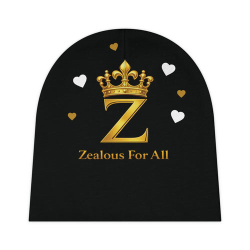 Baby Beanie — 'Zealous For All' Gold Crown Monogram Newborn Hat Printify