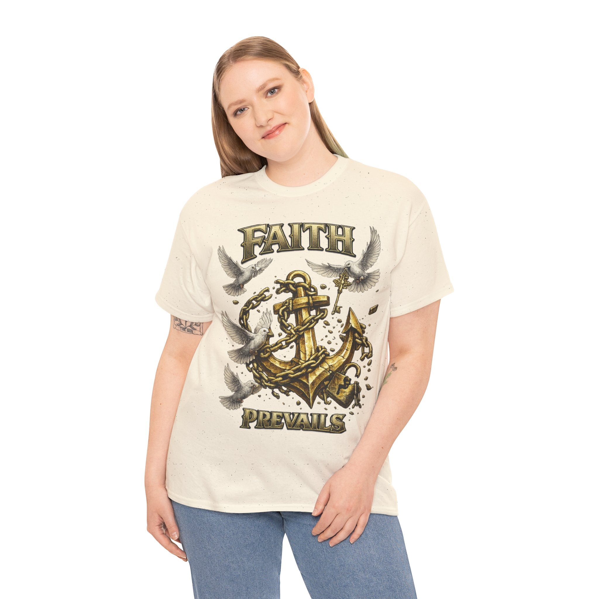 Adult Faith Prevails Anchor T-Shirt (Gold Anchor) Printify