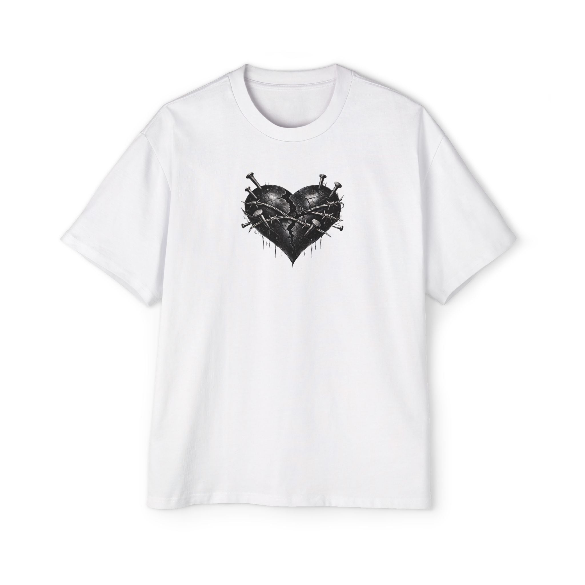 Oversized Discipline Over Emotions (Back) Graphic Tee (Black Heart) Printify