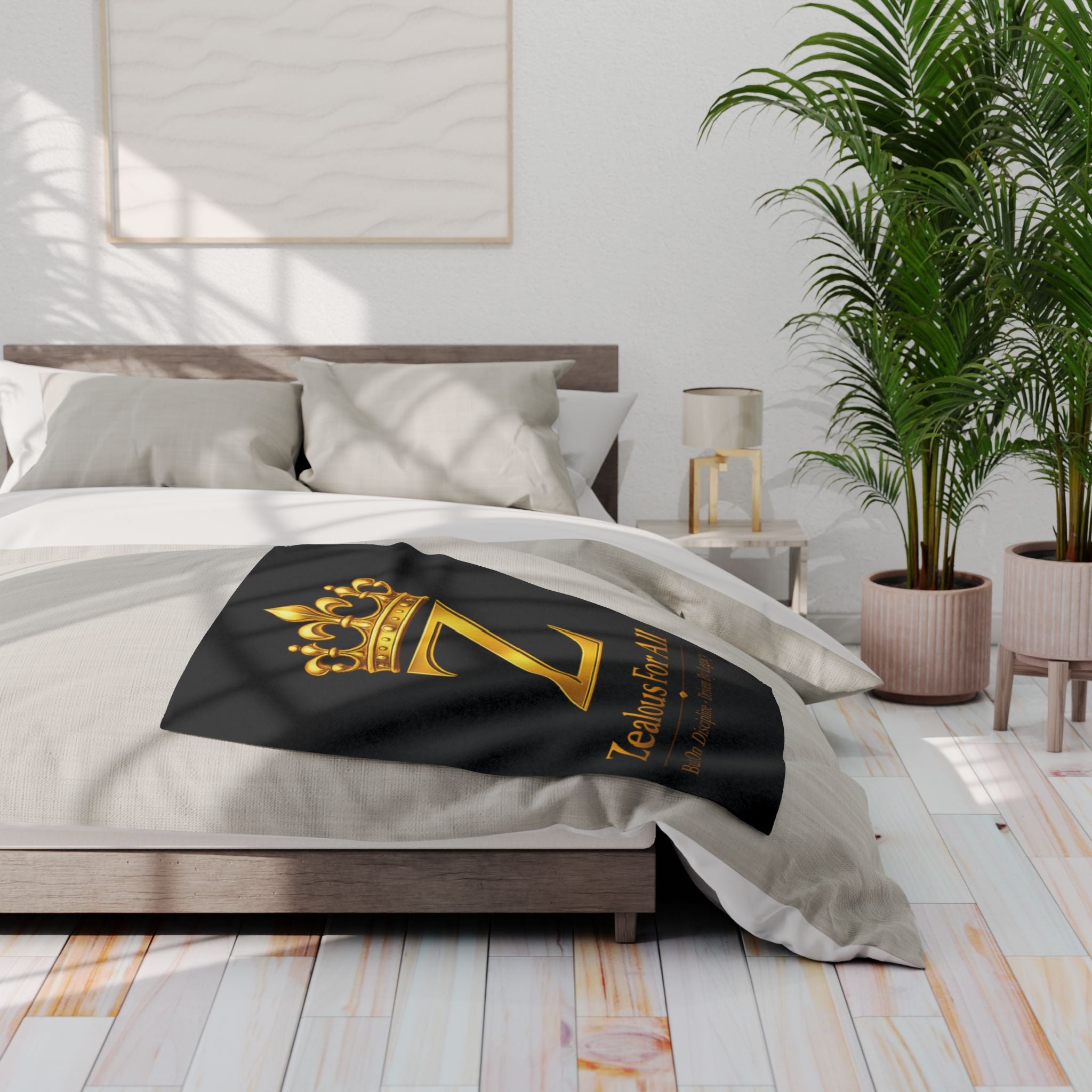 ZFA Throw Blanket — Black Arctic Fleece Blanket Printify