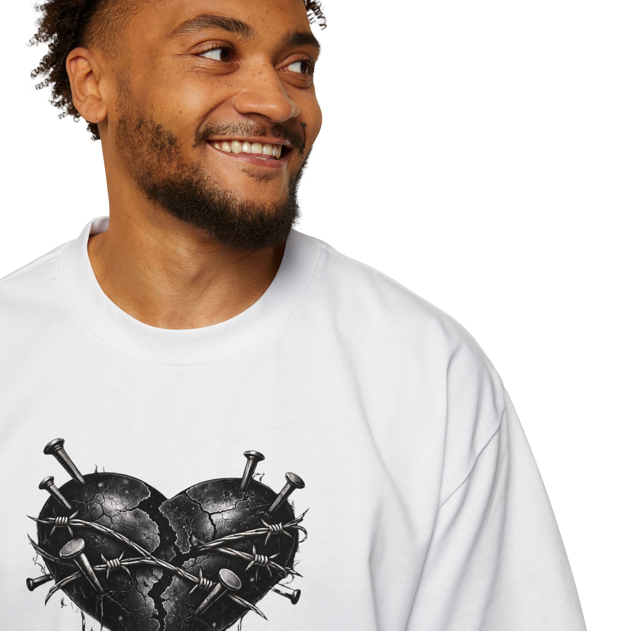Oversized Discipline Over Emotions (Back) Graphic Tee (Black Heart) Printify