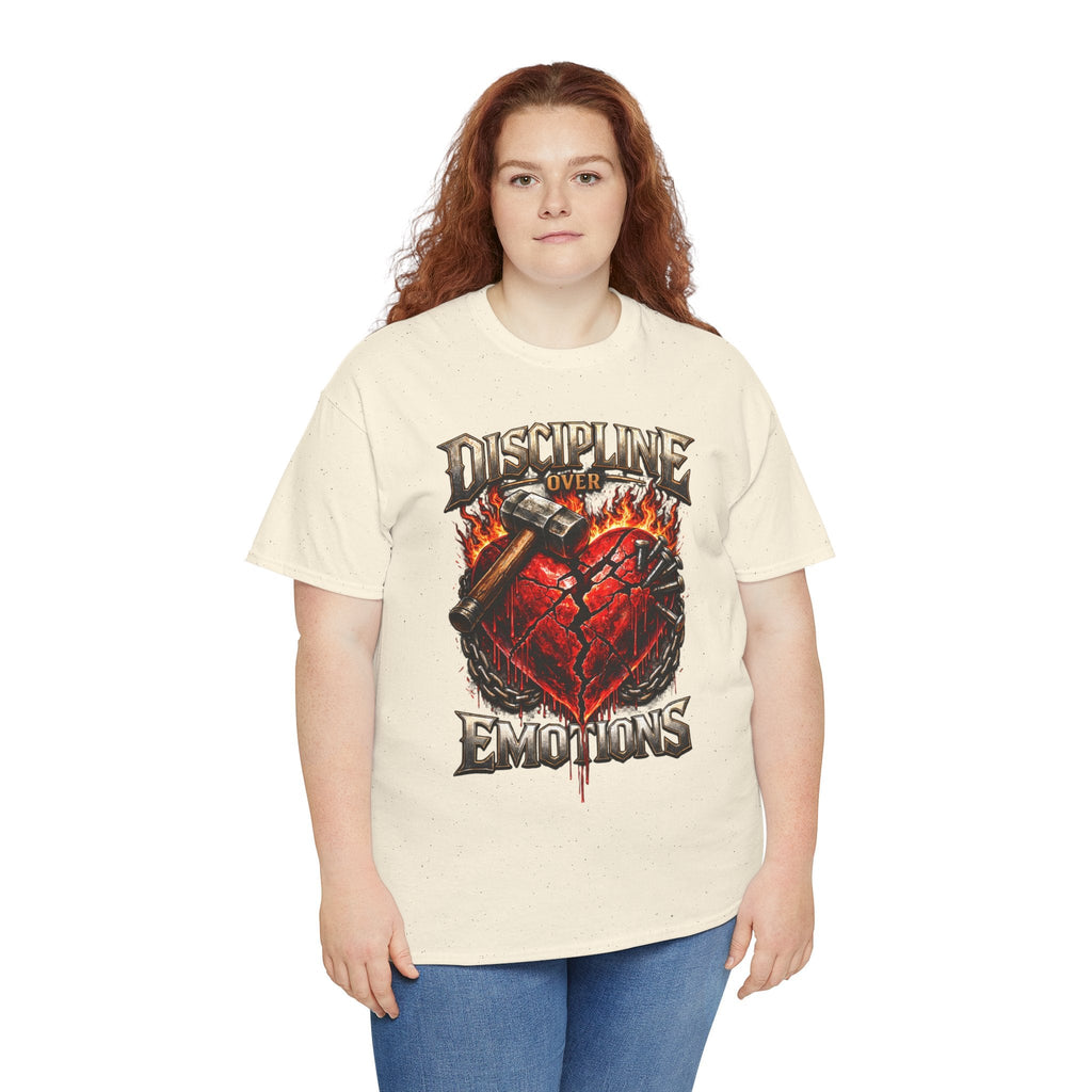 Discipline Over Emotions Graphic T-Shirt (Red Heart) Printify