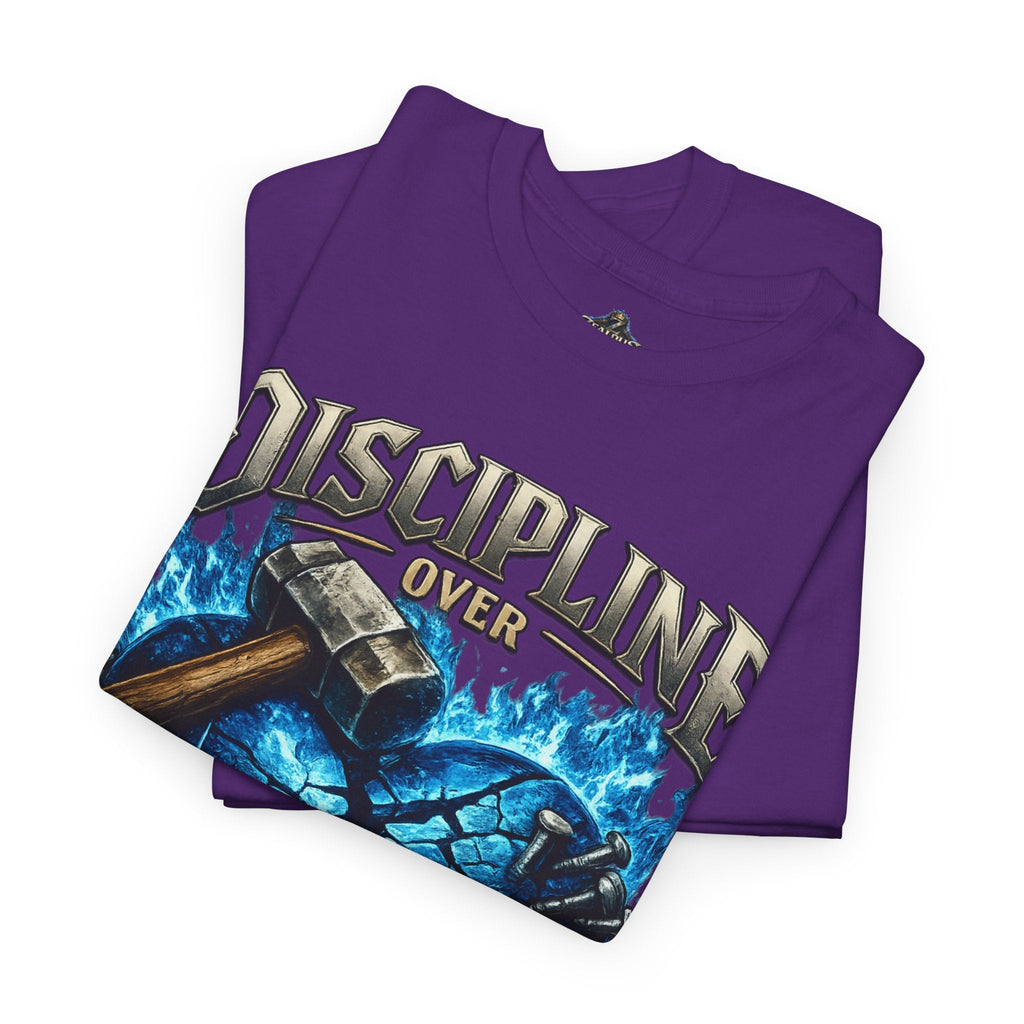 Discipline Over Emotions Graphic T-Shirt (Blue Heart) Printify