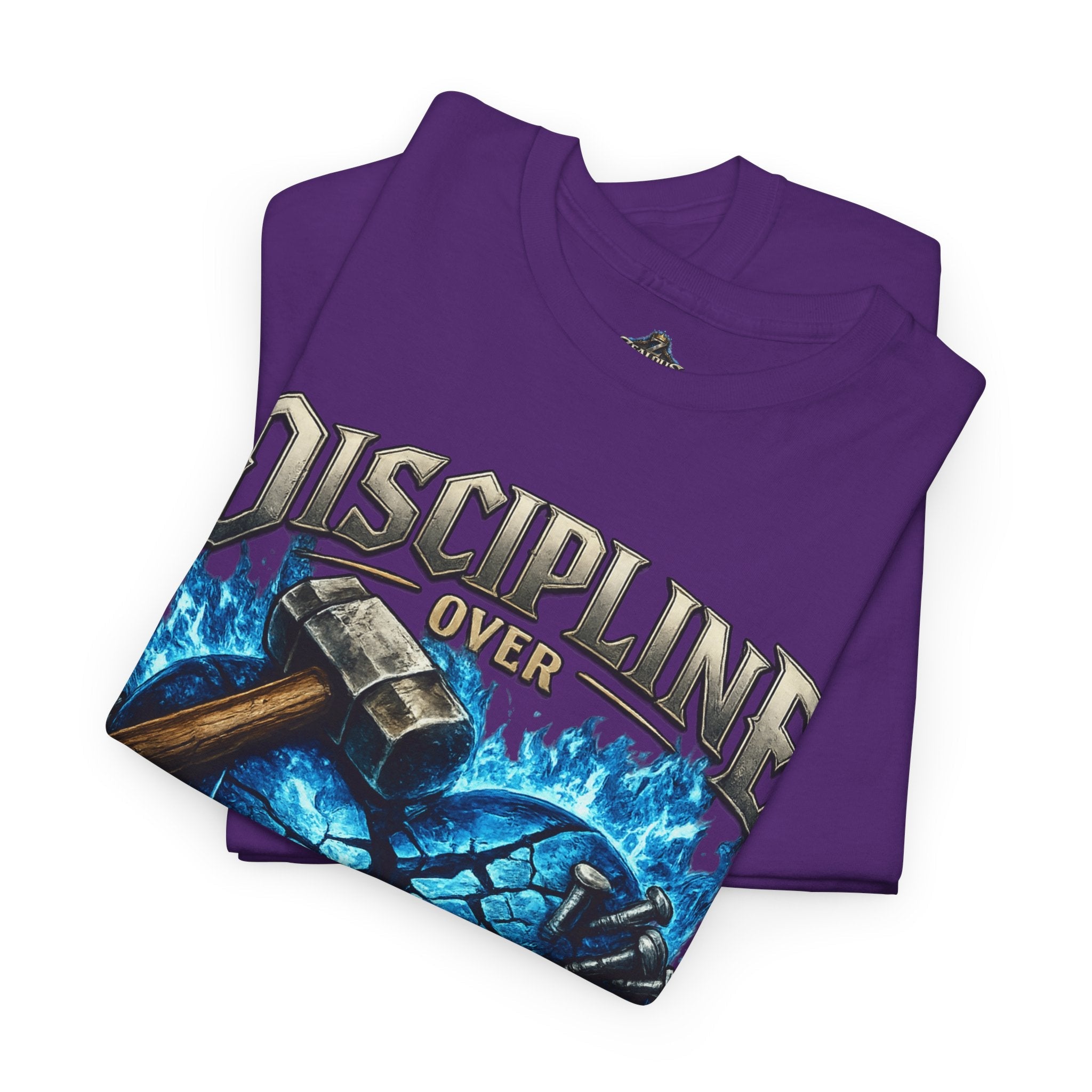 Discipline Over Emotions Graphic T-Shirt (Blue Heart) Printify