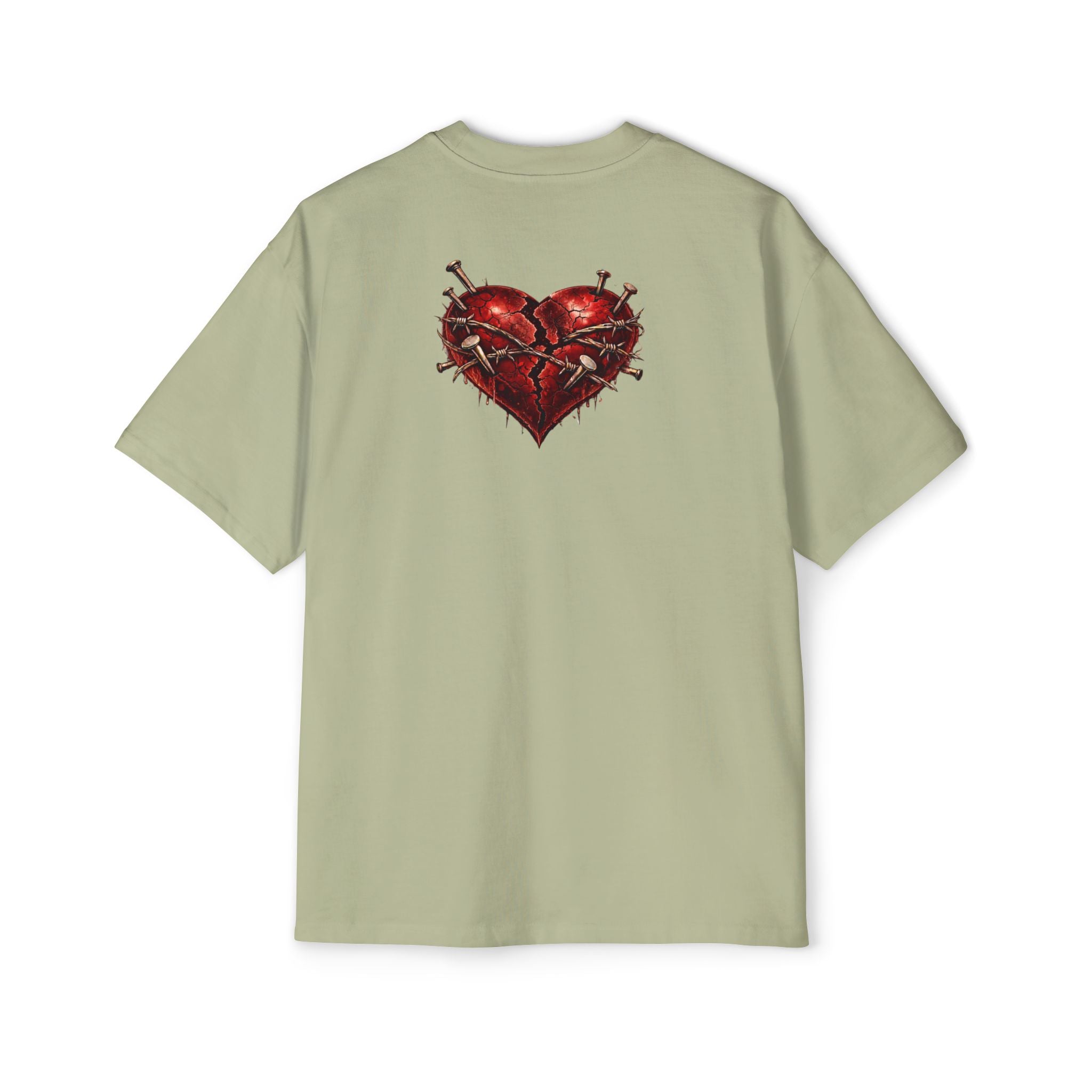 Oversized Discipline Over Emotions Graphic Tee (Front Red Heart) Printify