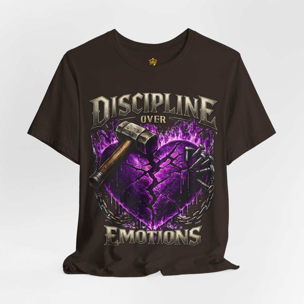 Discipline Over Emotions Premium Graphic T-Shirt (Purple Heart) Printify