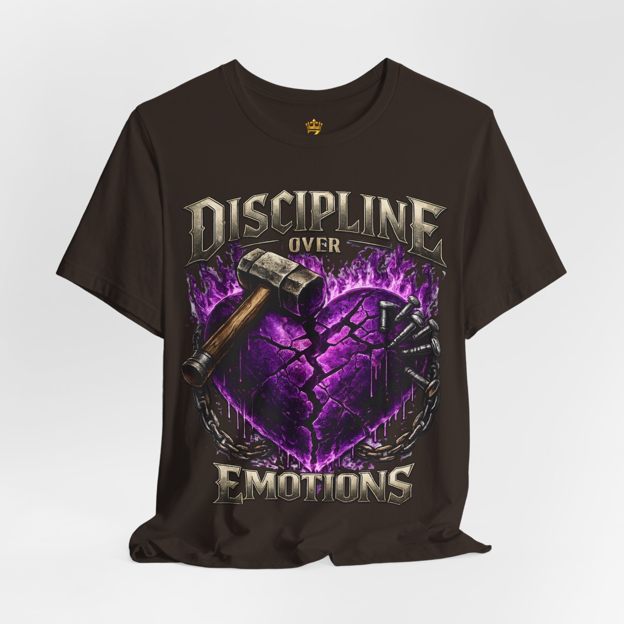 Discipline Over Emotions Premium Graphic T-Shirt (Purple Heart) Printify