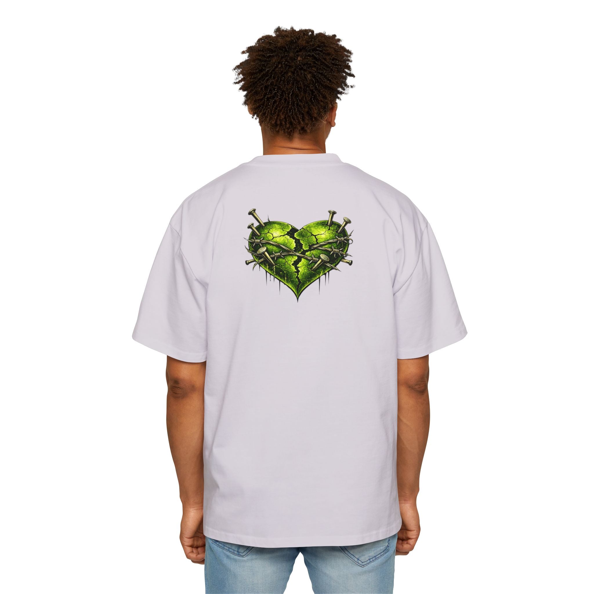 Oversized Discipline Over Emotions Graphic Tee (Green Heart) Printify