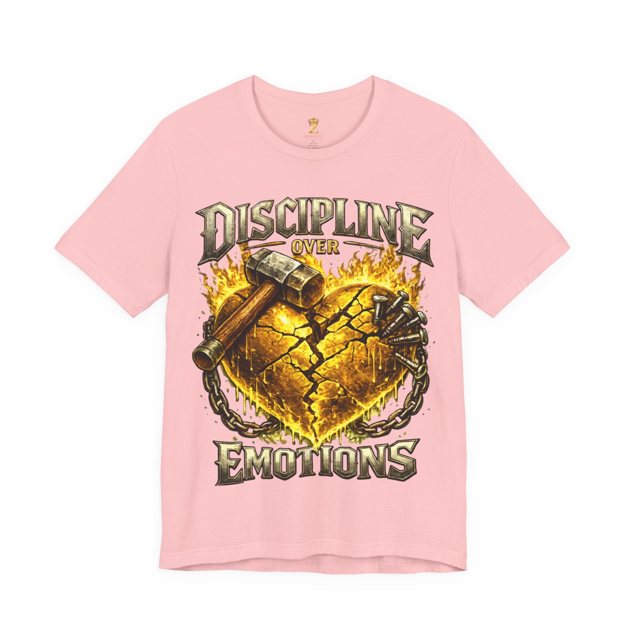 Discipline Over Emotions Premium Graphic T-Shirt (Gold Heart) Printify