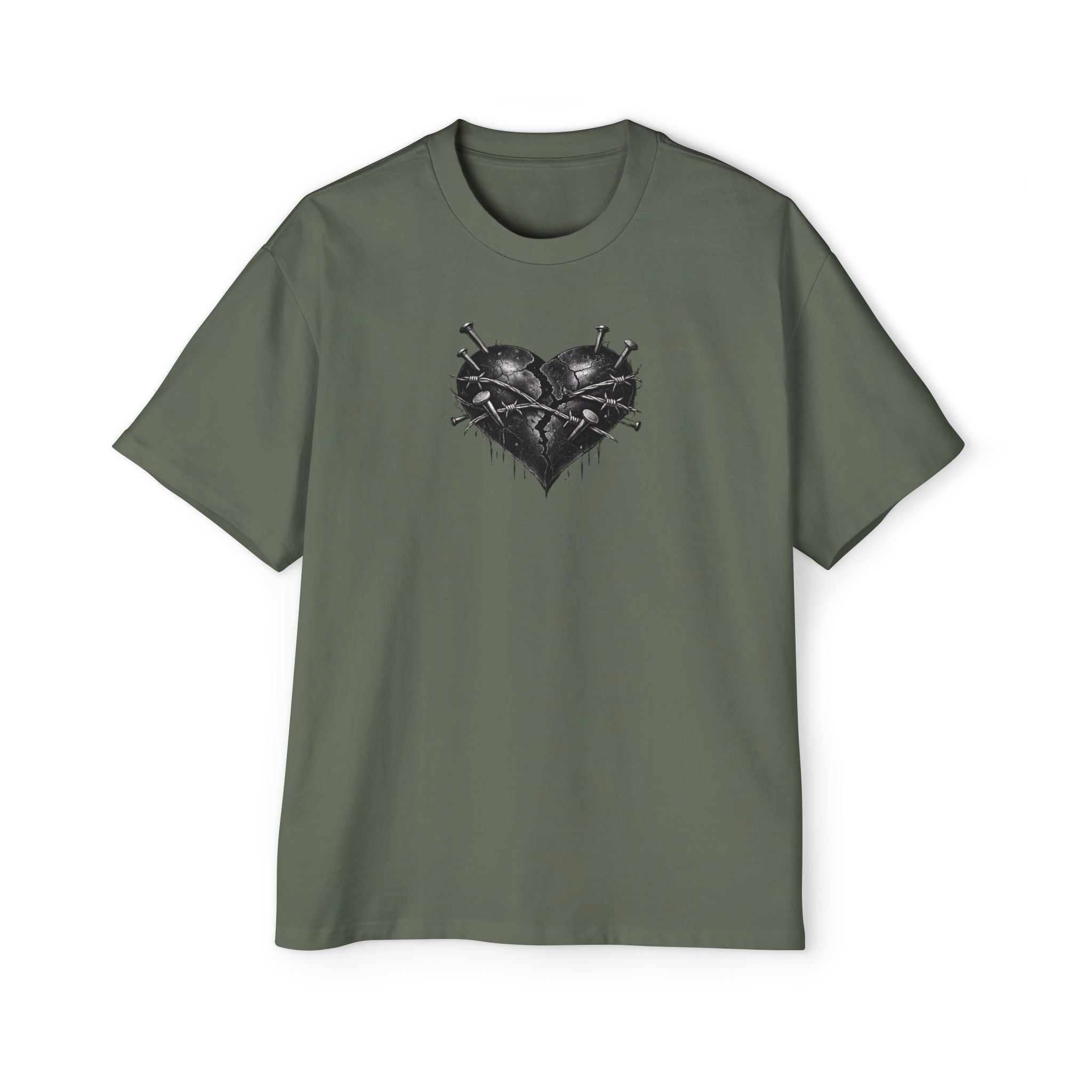Oversized Discipline Over Emotions (Back) Graphic Tee (Black Heart) Printify