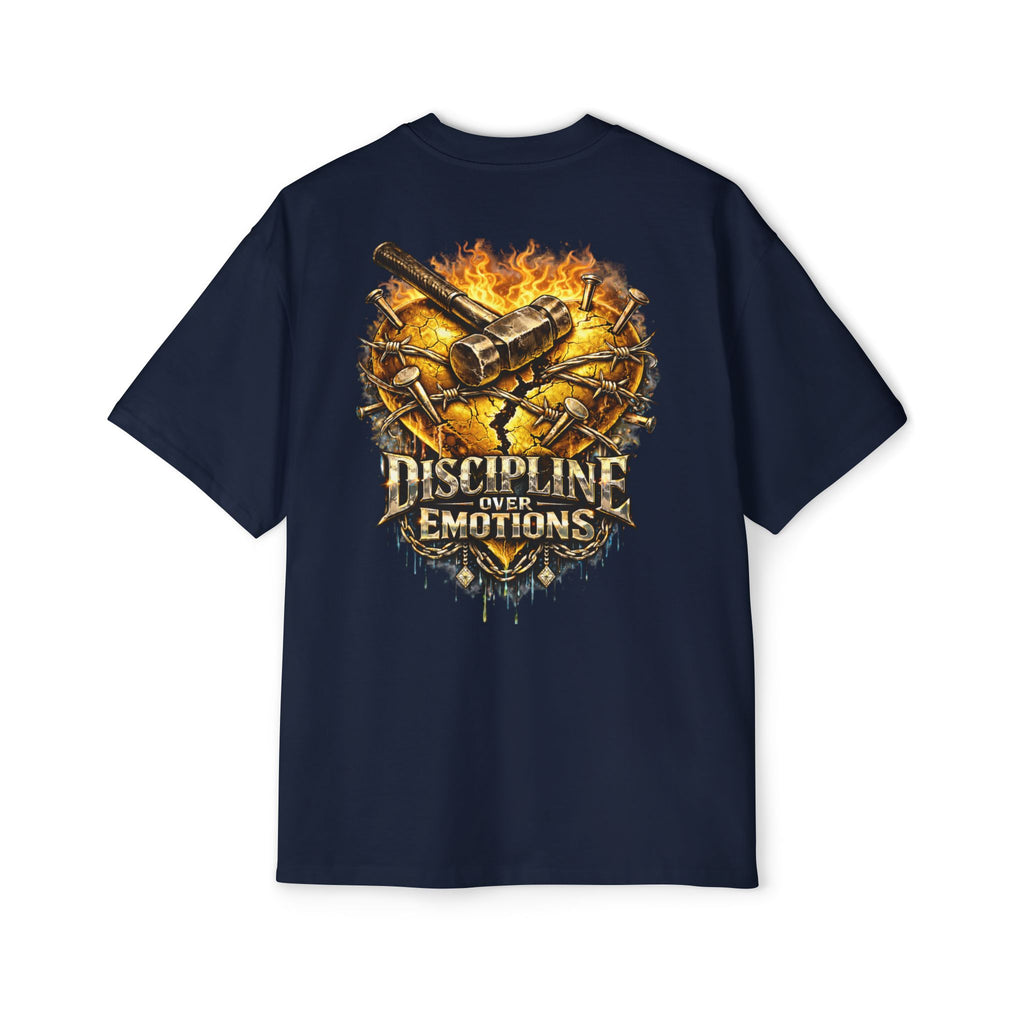 Oversized Discipline Over Emotions (Back) Graphic Tee (Gold Heart) Printify