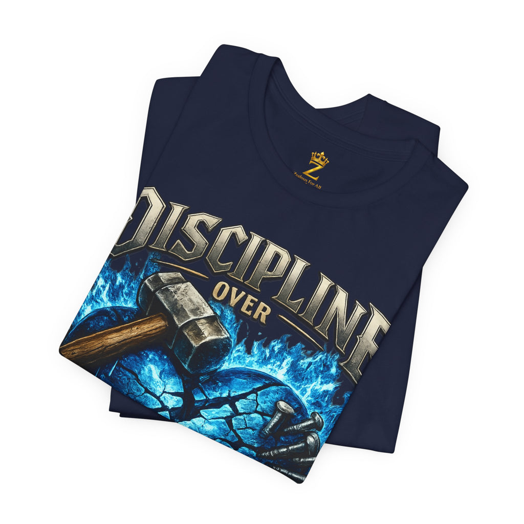 Discipline Over Emotions Premium Graphic T-Shirt (Blue Heart) Printify