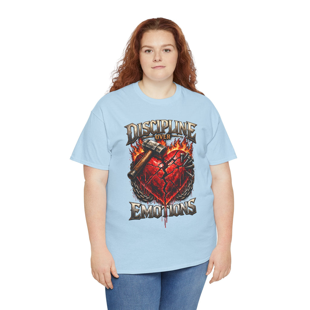Discipline Over Emotions Graphic T-Shirt (Red Heart) Printify