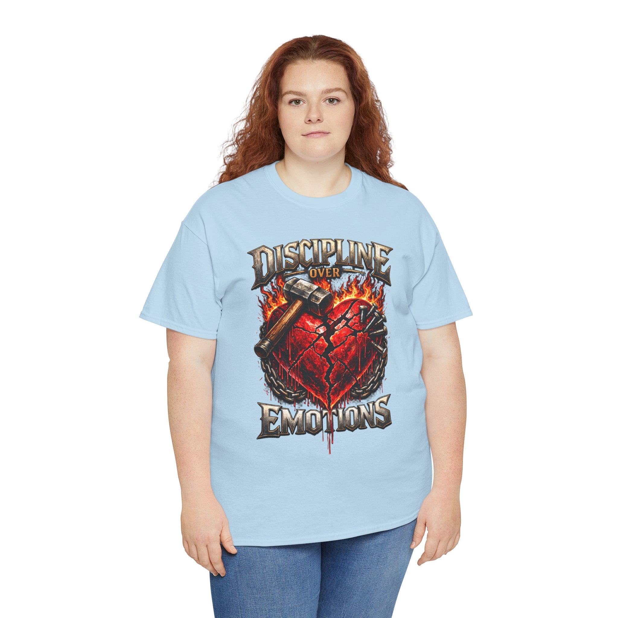 Discipline Over Emotions Graphic T-Shirt (Red Heart) Printify