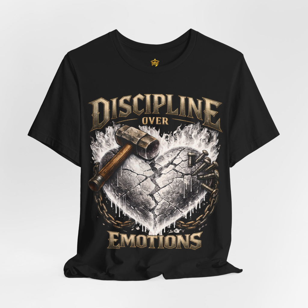 Discipline Over Emotions Premium Graphic T-Shirt (White Heart) Printify