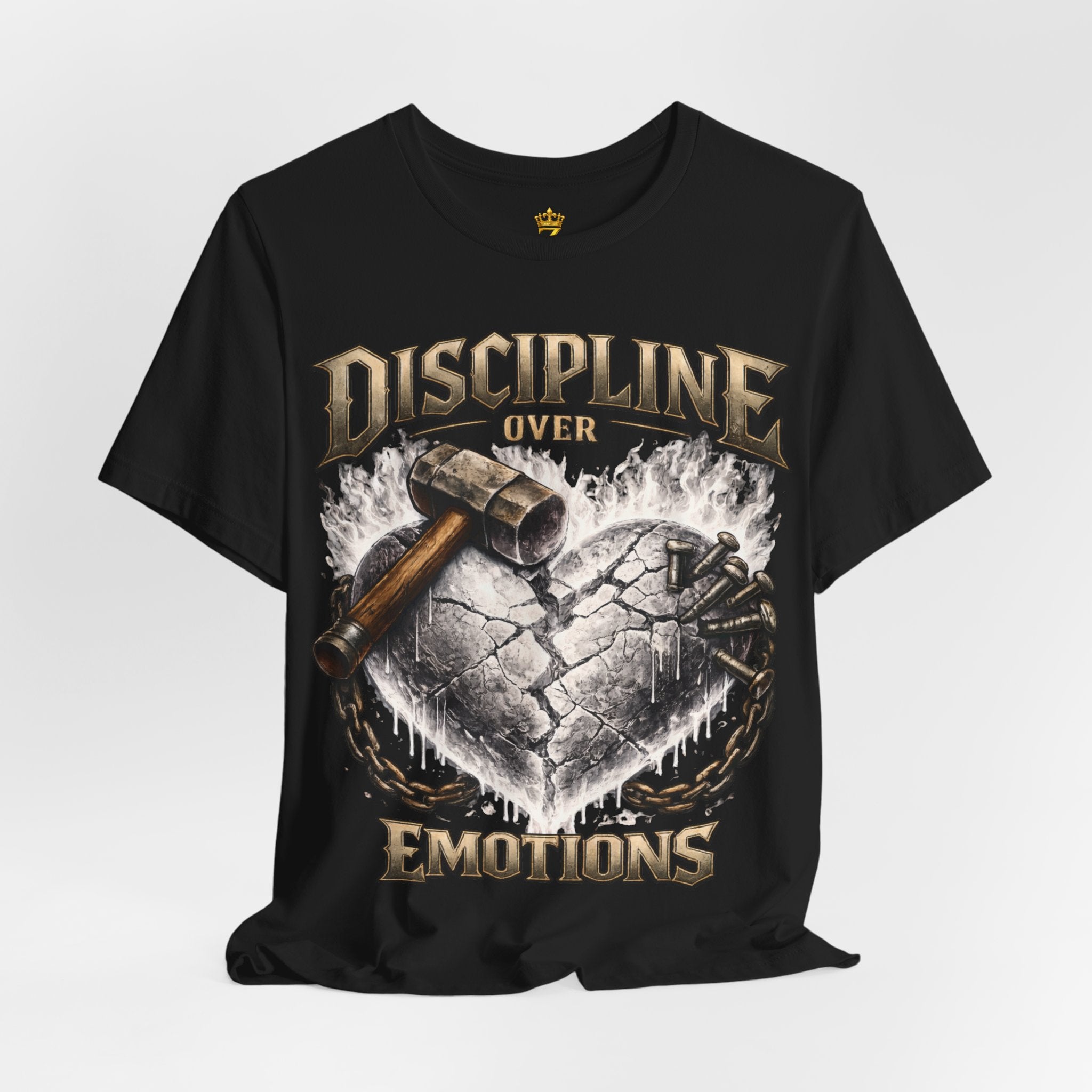 Discipline Over Emotions Premium Graphic T-Shirt (White Heart) Printify