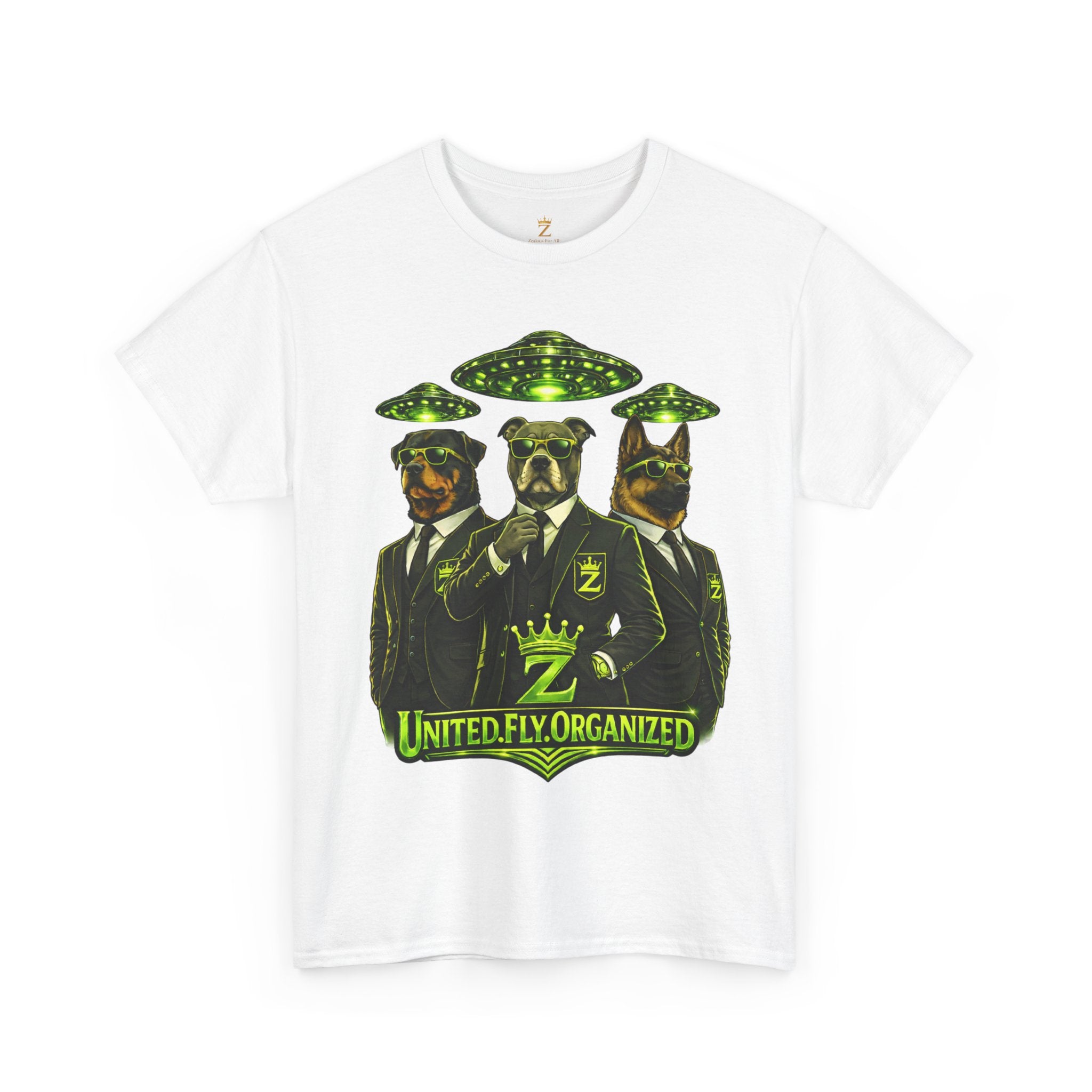 Adult "United. Fly. Organized." Graphic Tee (Lime Green) Printify