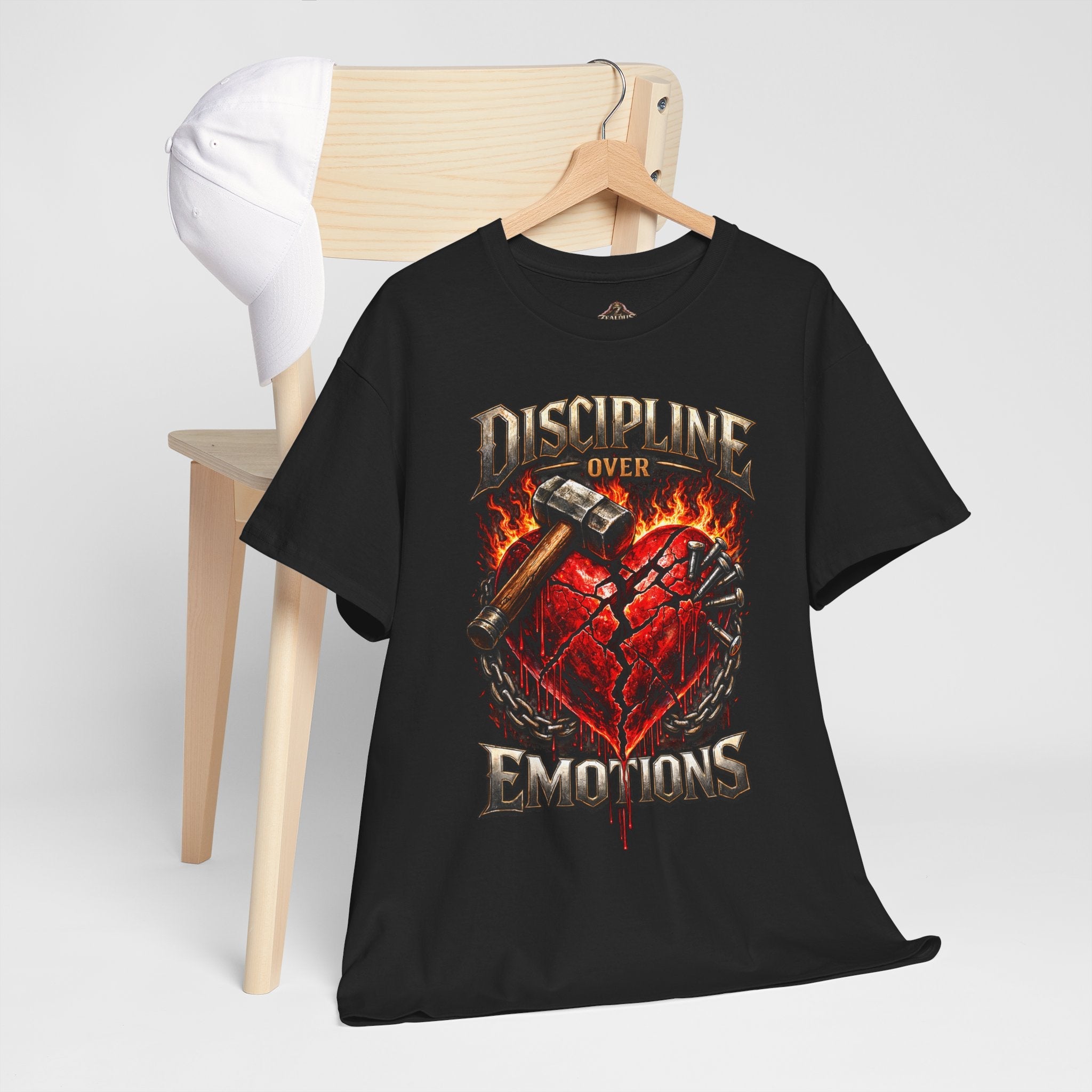 Discipline Over Emotions Graphic T-Shirt (Red Heart) Printify
