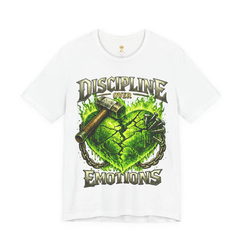 Discipline Over Emotions Premium Graphic T-Shirt (Lime Green Heart) Printify