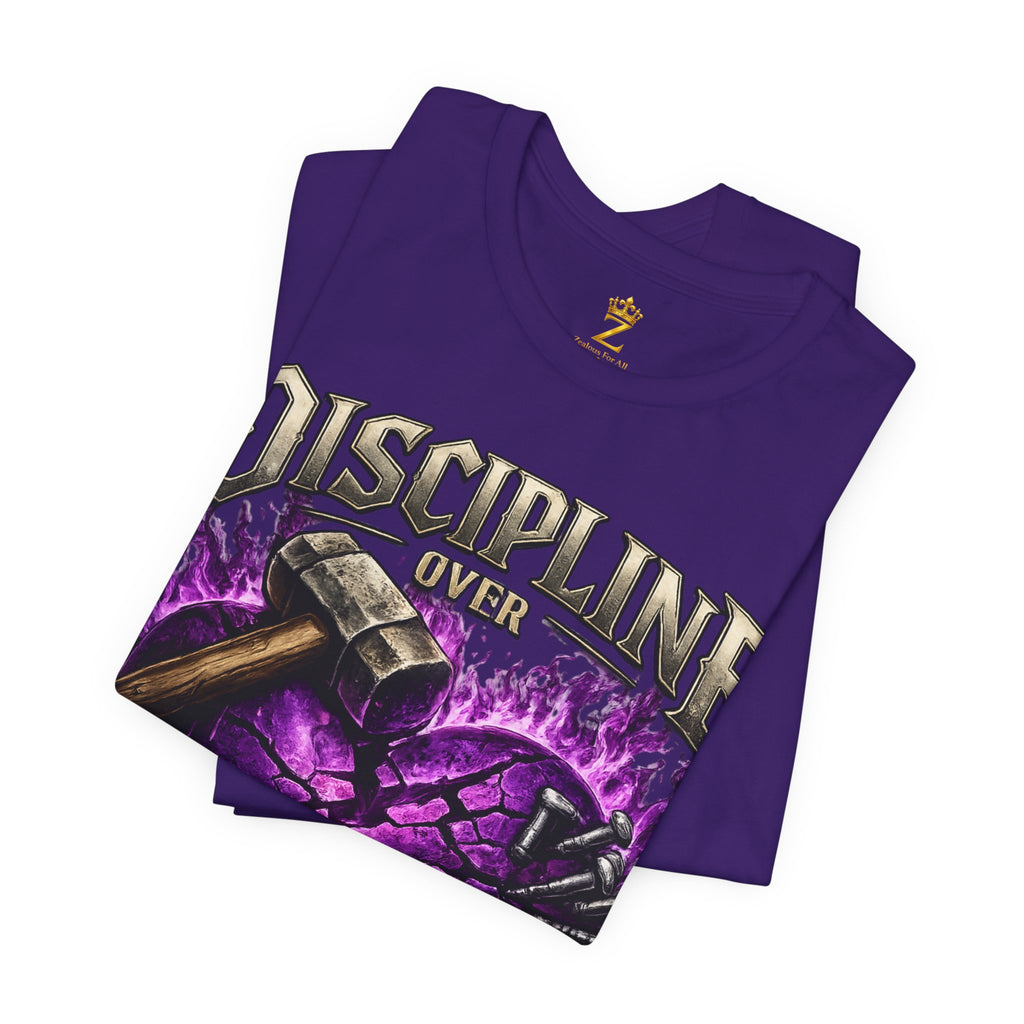 Discipline Over Emotions Premium Graphic T-Shirt (Purple Heart) Printify
