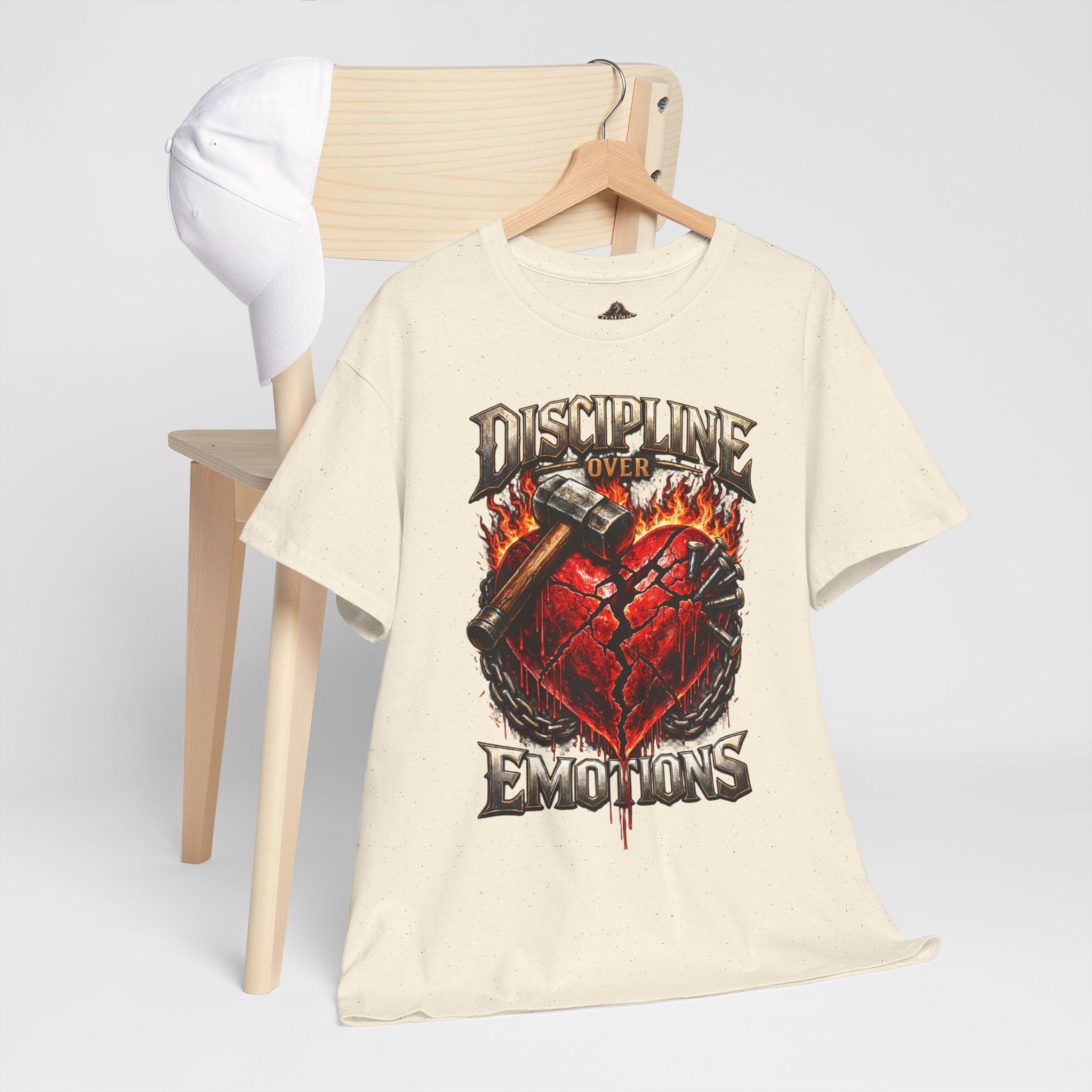 Discipline Over Emotions Graphic T-Shirt (Red Heart) Printify