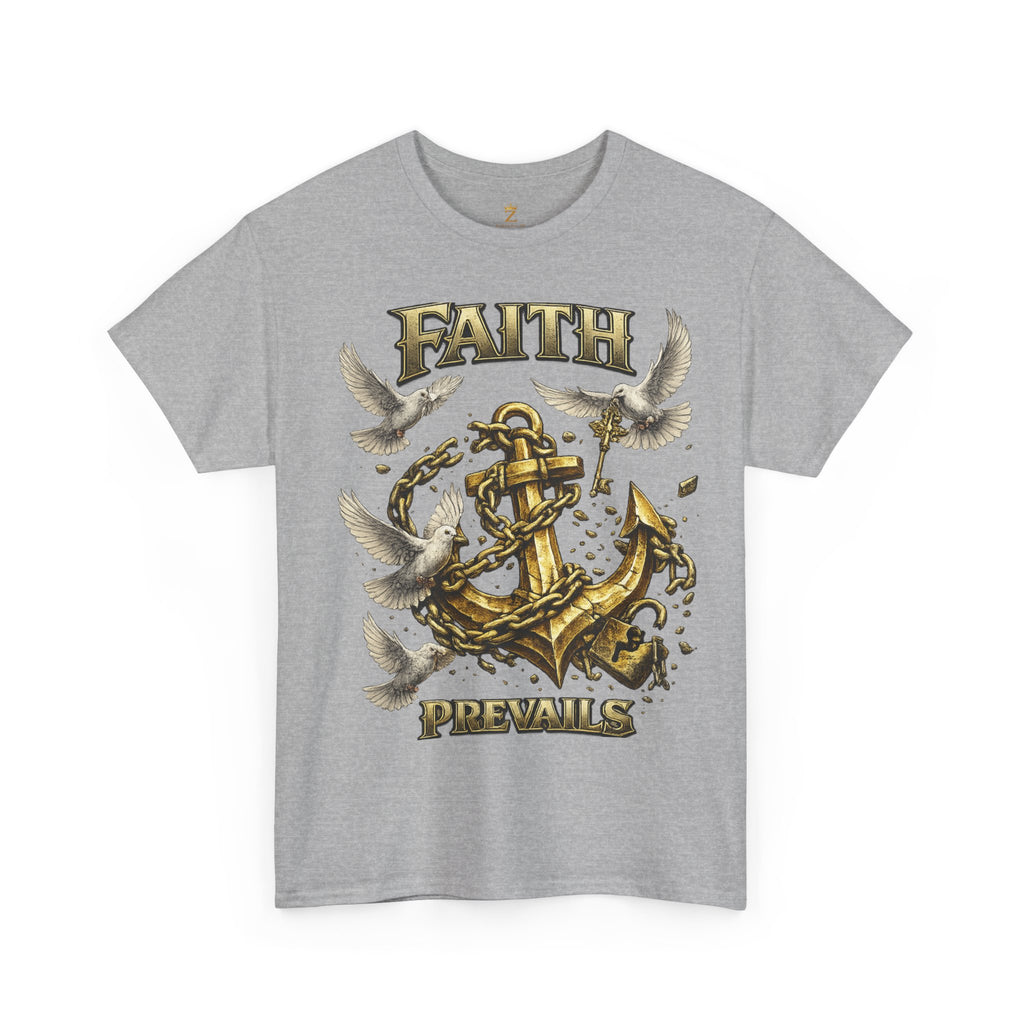 Adult Faith Prevails Anchor T-Shirt (Gold Anchor) Printify