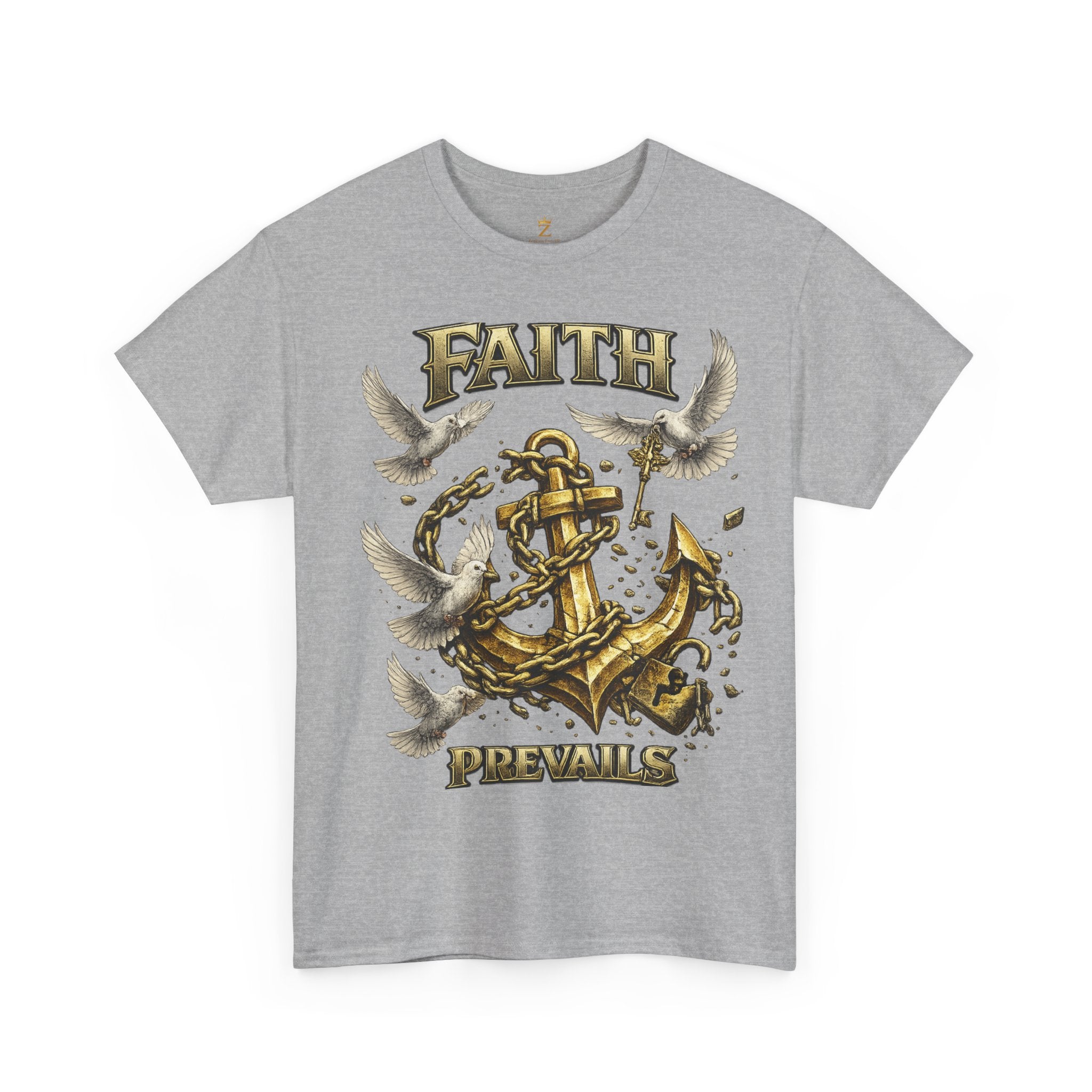 Adult Faith Prevails Anchor T-Shirt (Gold Anchor) Printify