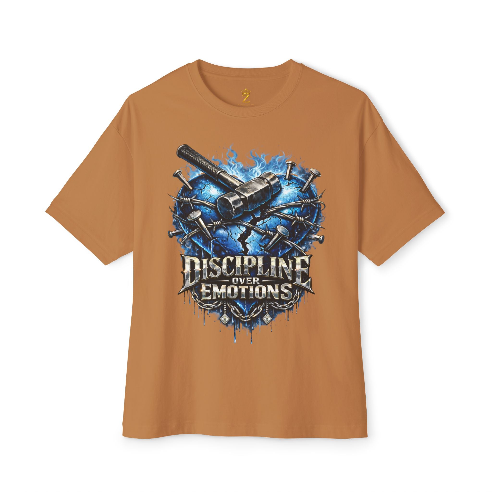 CEO KHI EDITION *Oversized* Discipline Over Emotions Graphic T-Shirt (Blue Heart) Printify