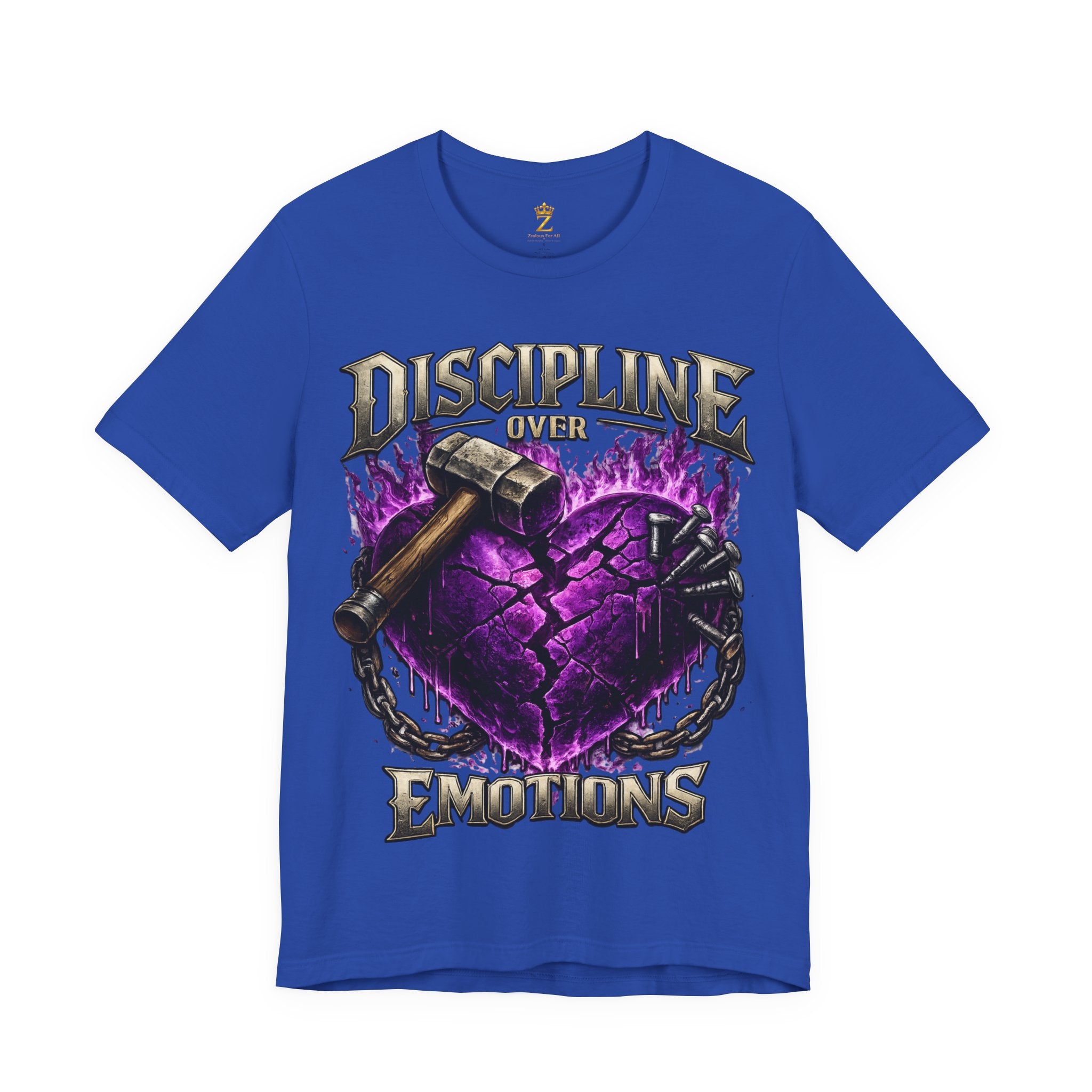 Discipline Over Emotions Premium Graphic T-Shirt (Purple Heart) Printify