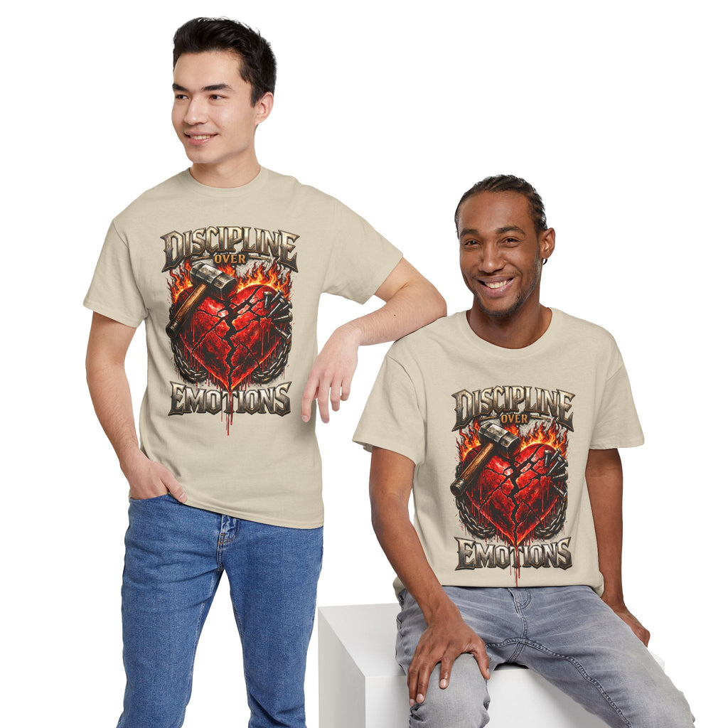 Discipline Over Emotions Graphic T-Shirt (Red Heart) Printify