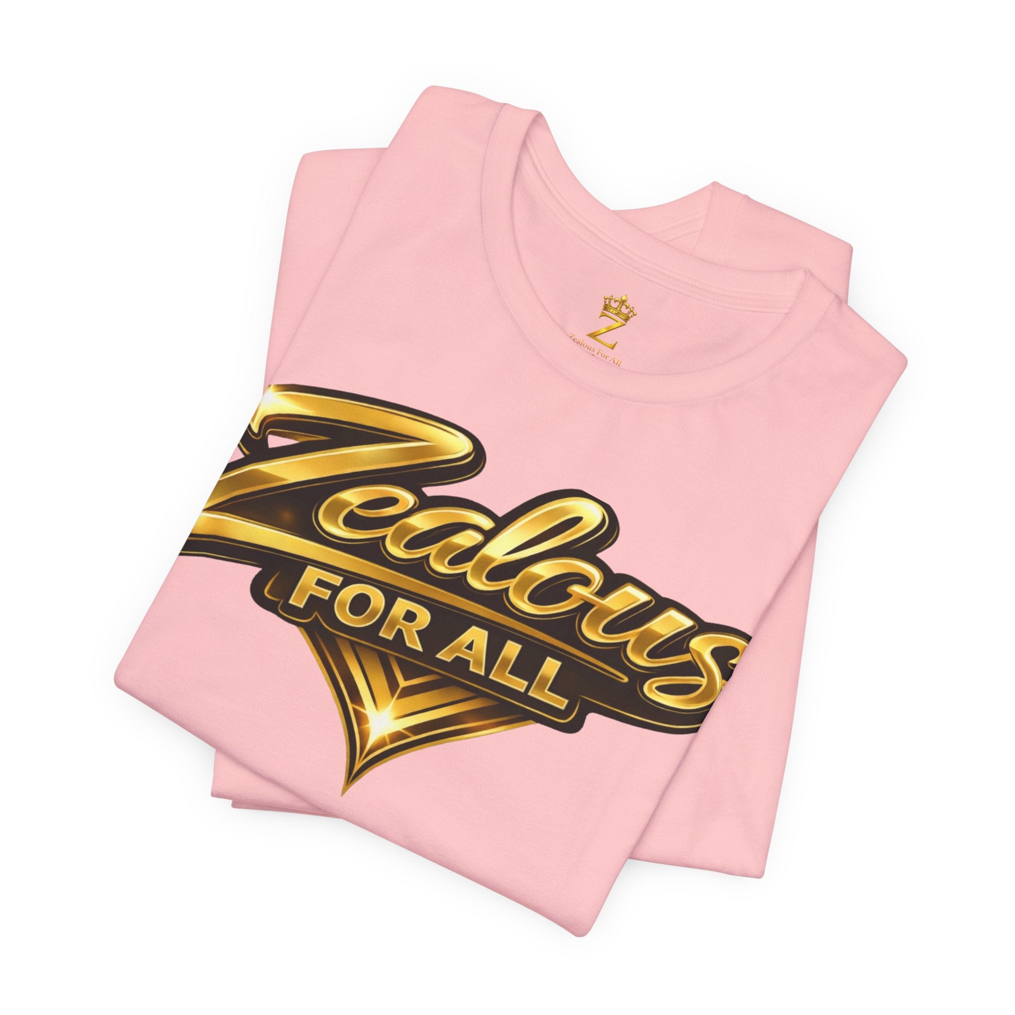 Zealous For All Graphic T-Shirt (Gold Logo) Printify