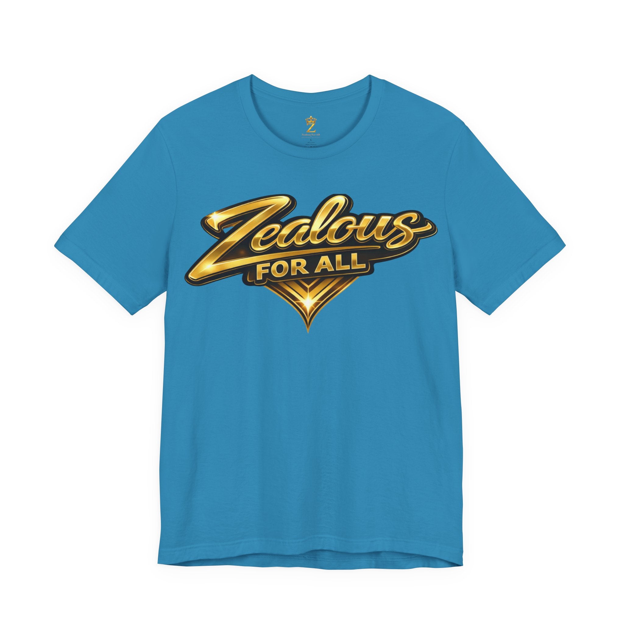 Zealous For All Graphic T-Shirt (Gold Logo) Printify